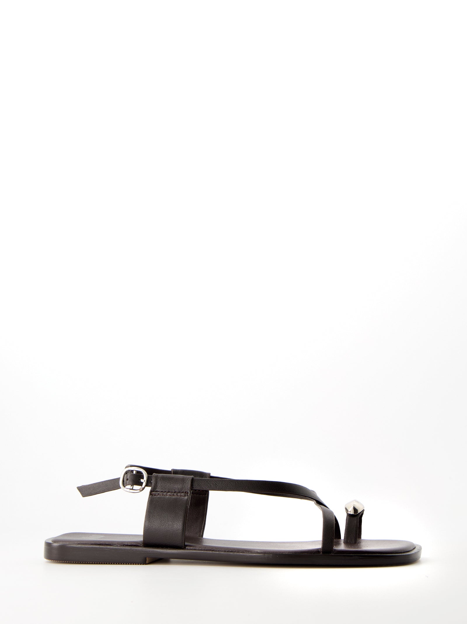 DARK BROWN LEATHER SANDALS - OSSY
