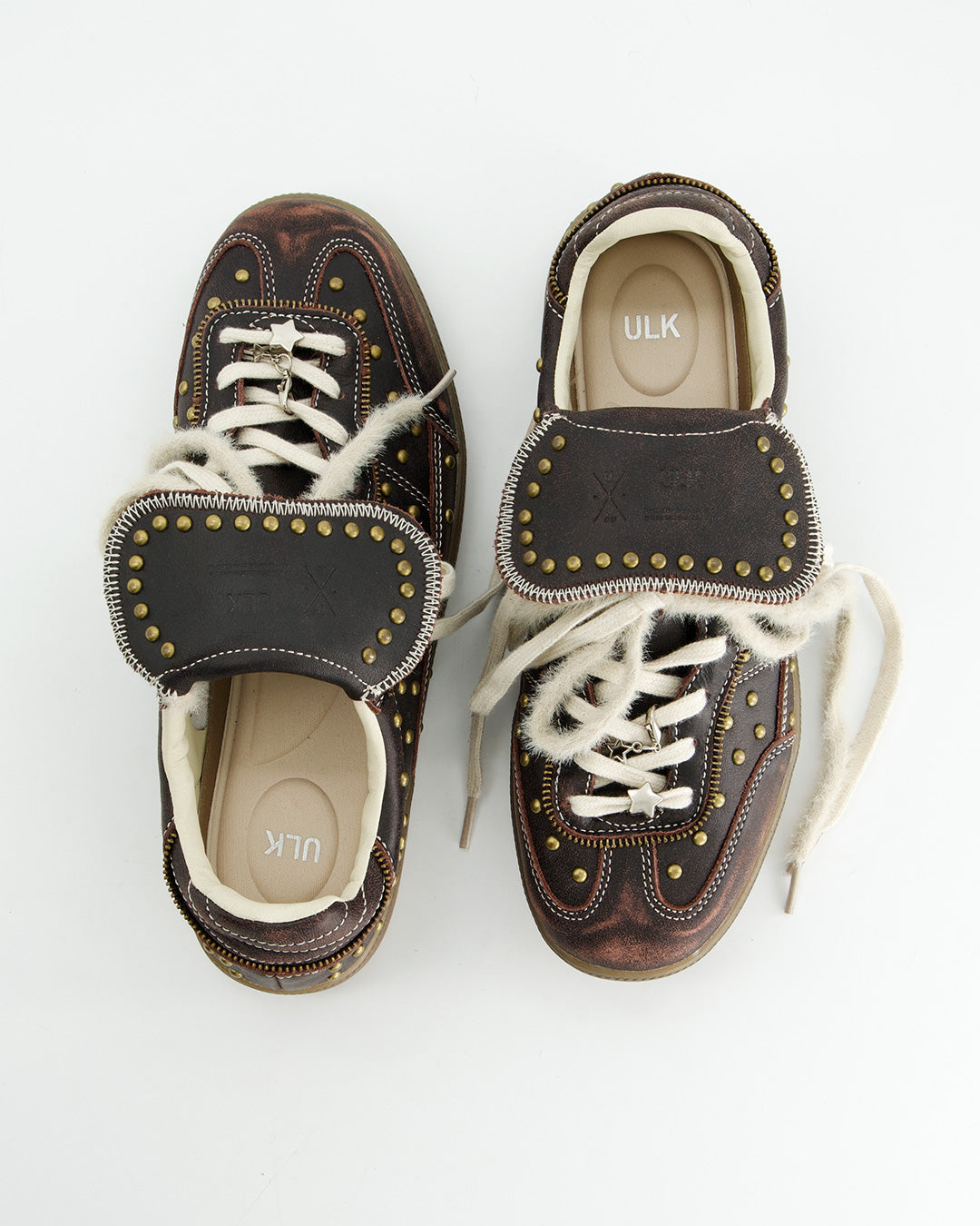 DARK BROWN STUDDED SNEAKERS - CHILE