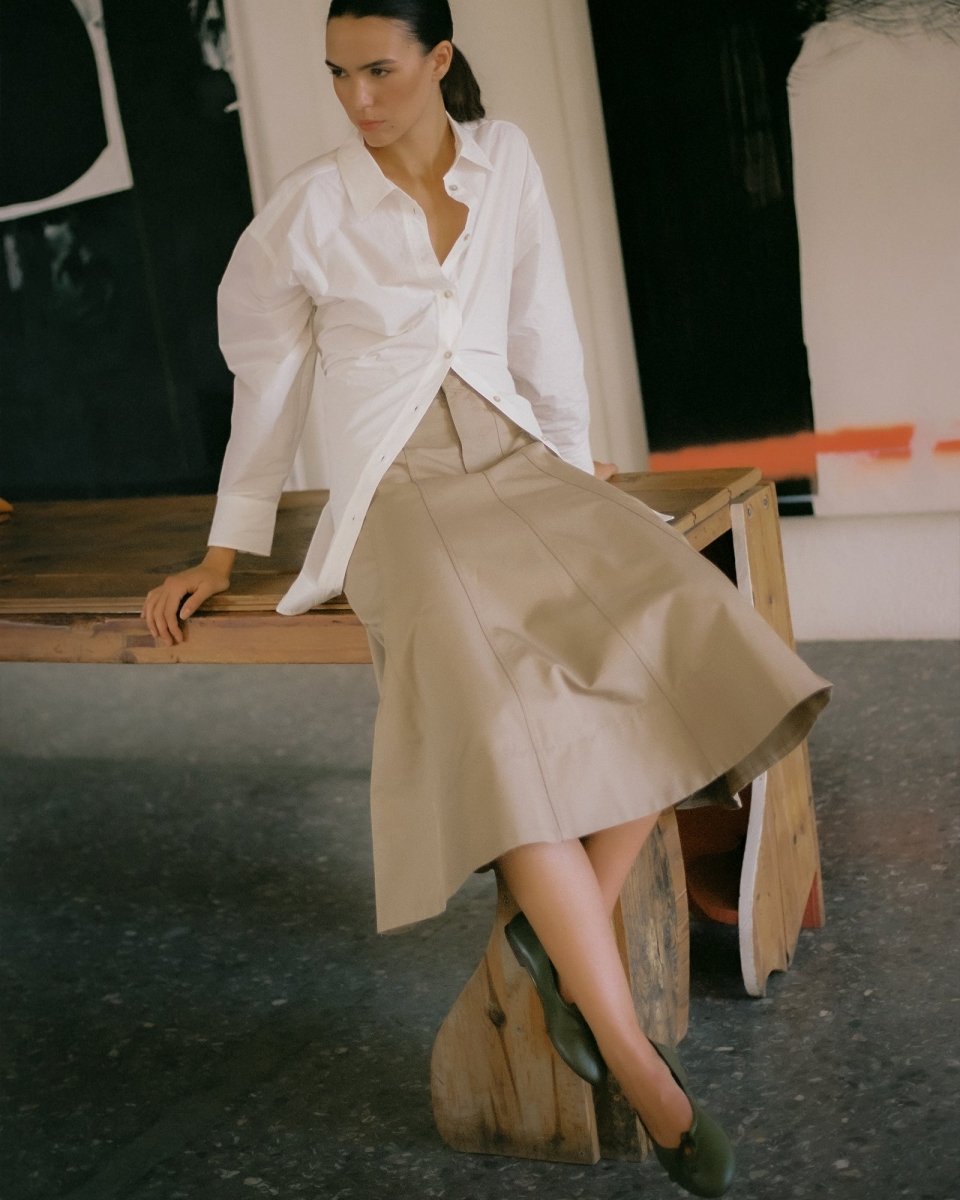 BELLA - GREEN LEATHER FLATS