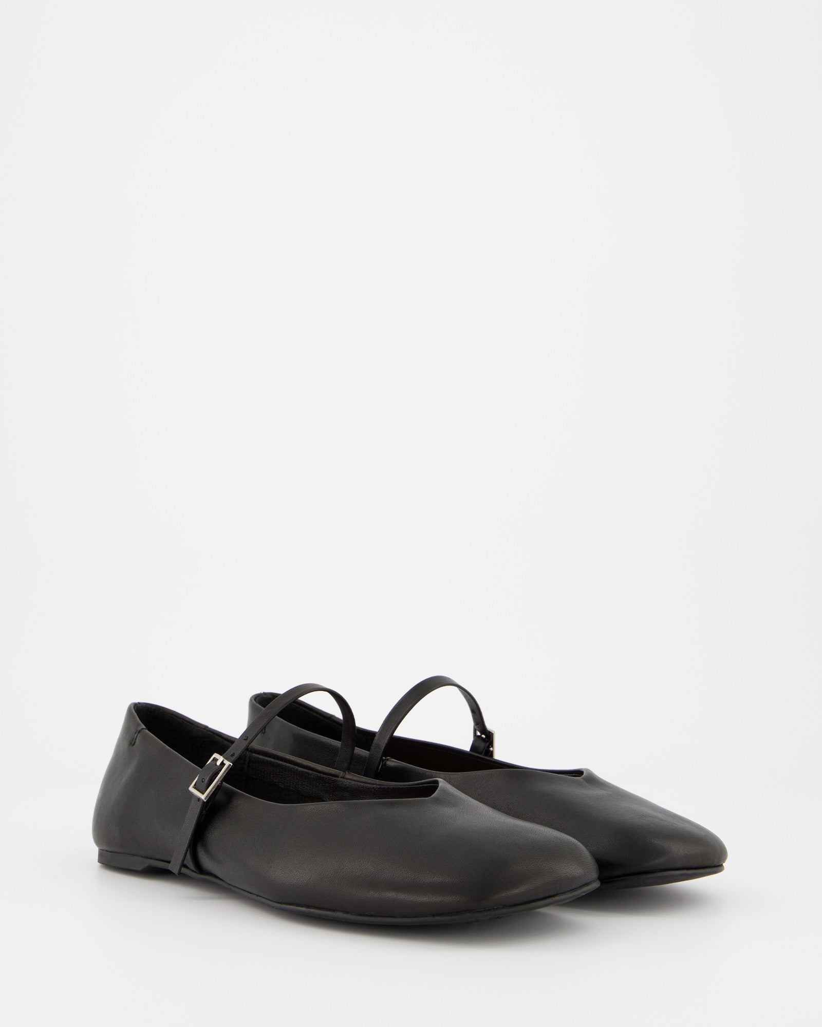 BLACK LEATHER BALLERINAS - BENIS
