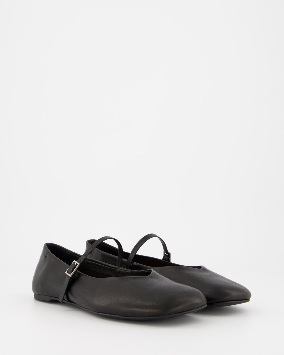 BLACK LEATHER BALLERINAS - BENIS