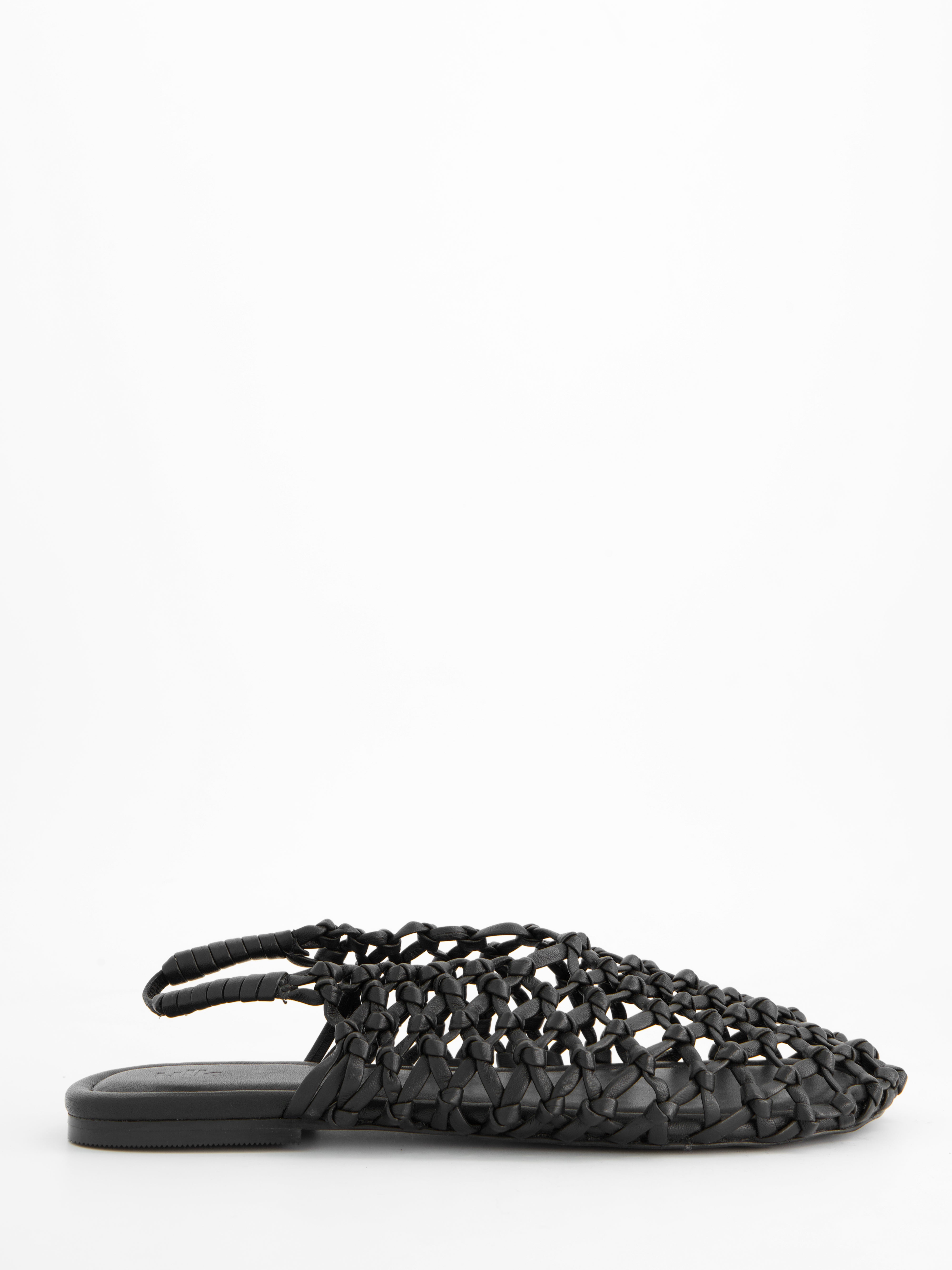 BRAIDED LEATHER SLINGBACK FLATS - THUNDER