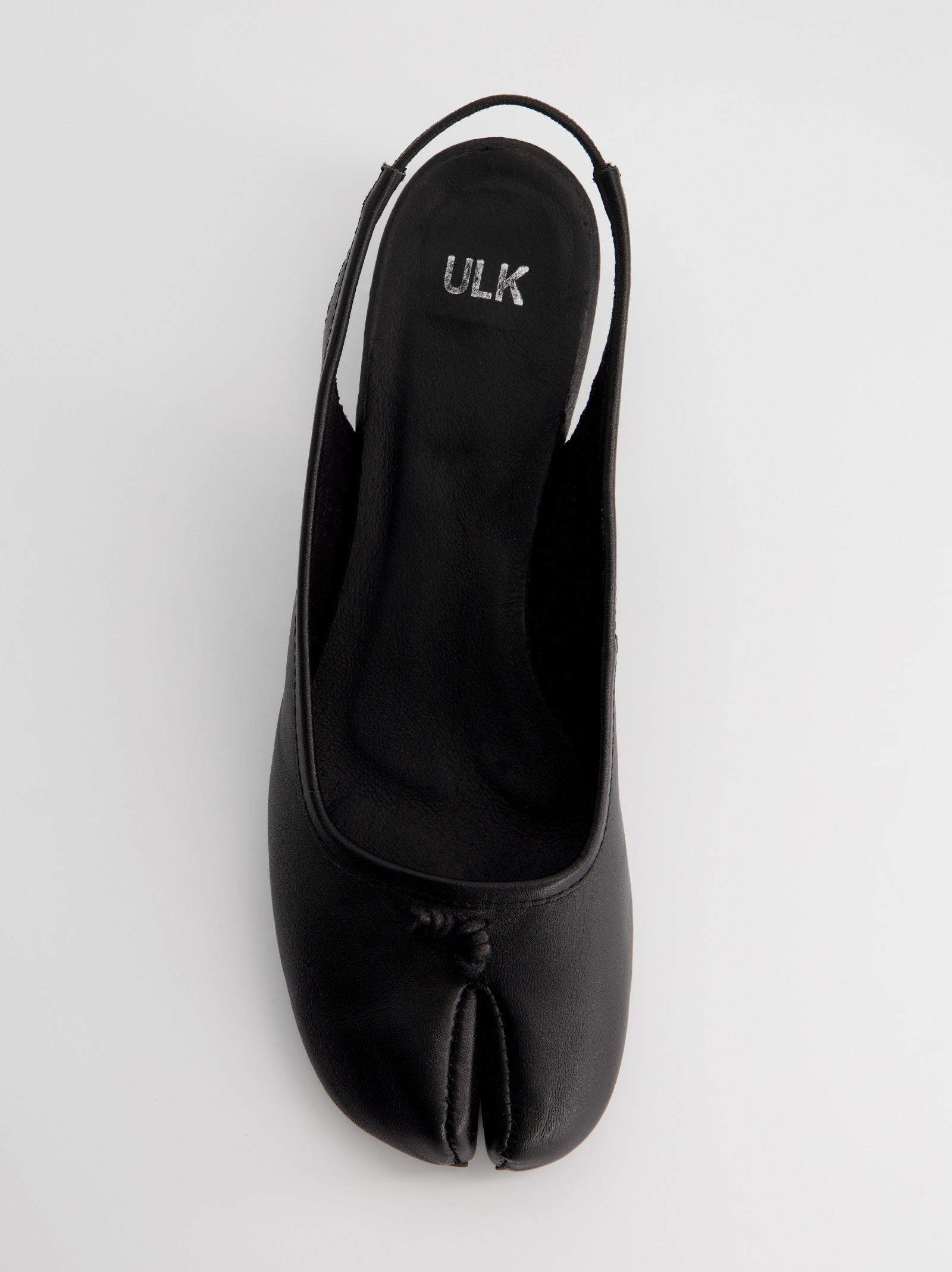 BLACK LEATHER TABI SLINGBACK HEEL SHOES - KALITA