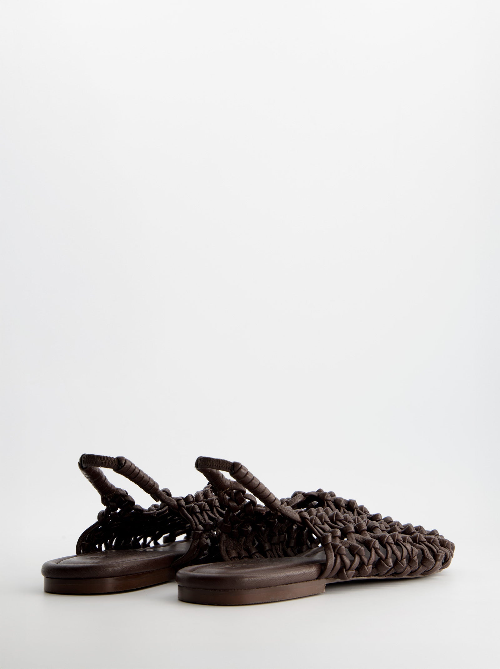 BRAIDED LEATHER SLINGBACK FLATS - THUNDER