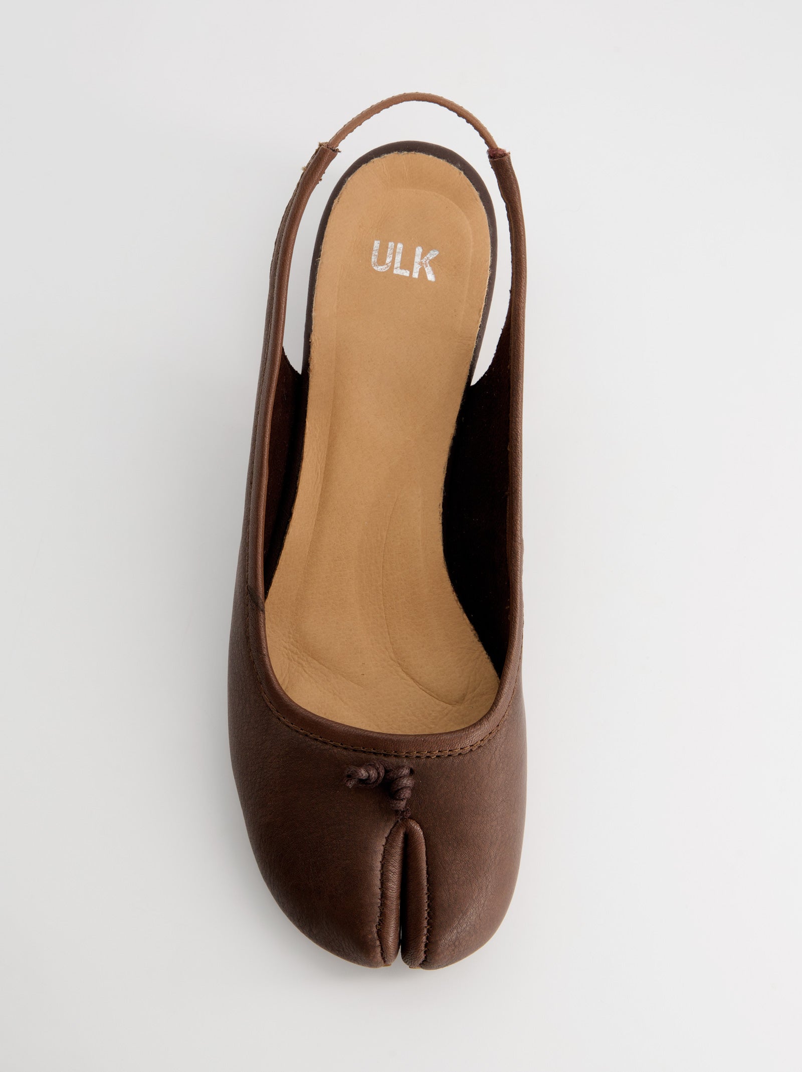 BROWN LEATHER TABI SLINGBACK HEEL SHOES - KALITA