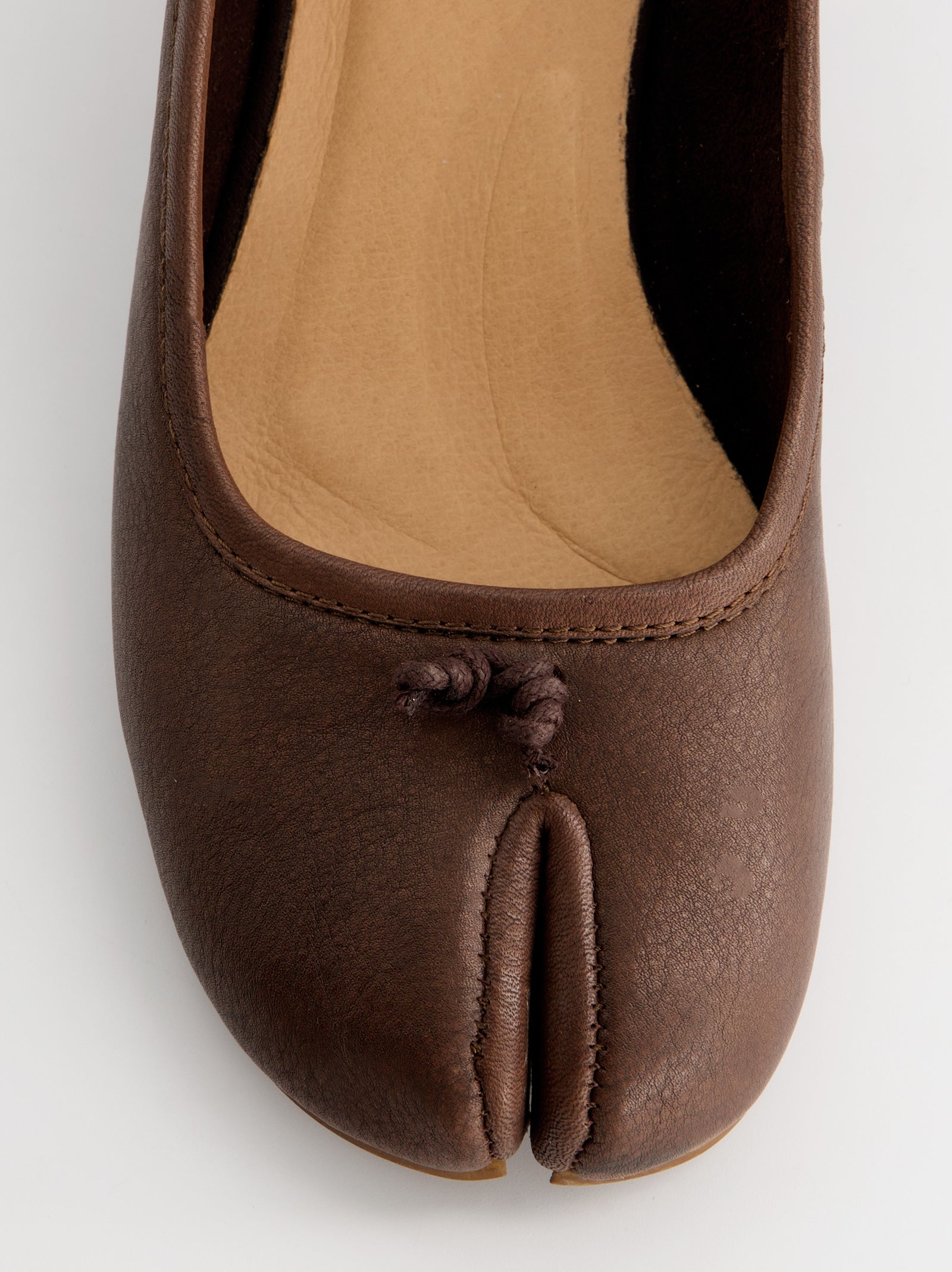 BROWN LEATHER TABI SLINGBACK HEEL SHOES - KALITA