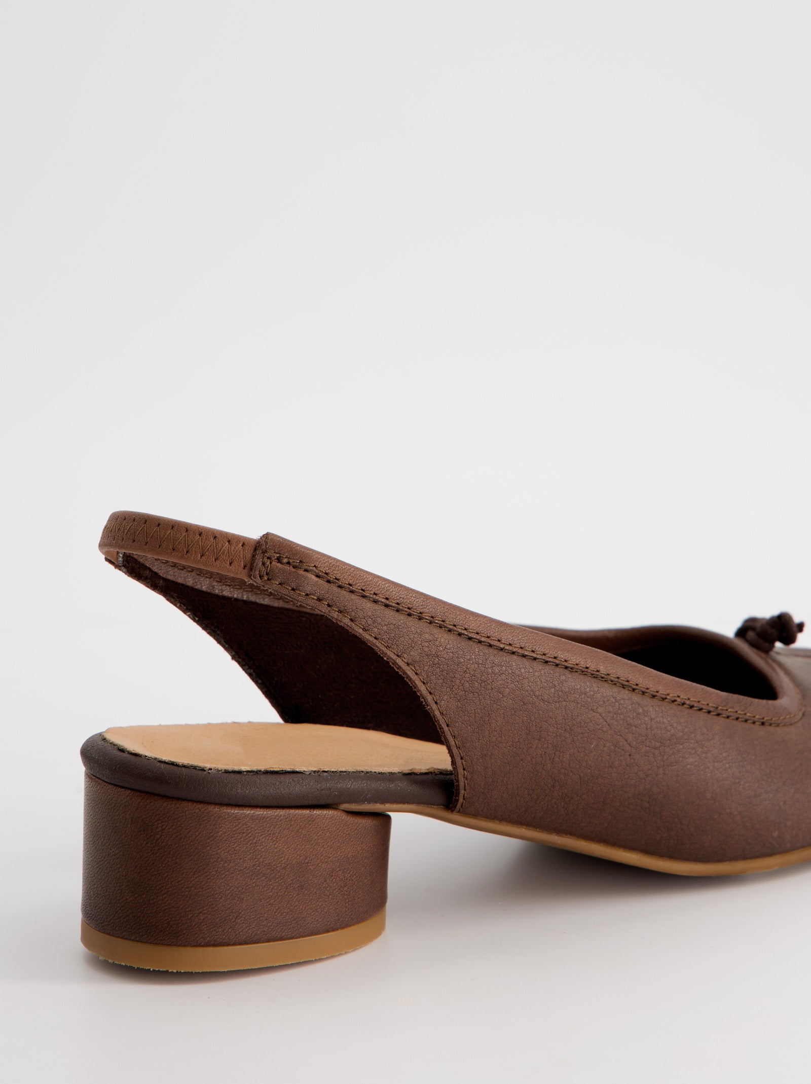 BROWN LEATHER TABI SLINGBACK HEEL SHOES - KALITA