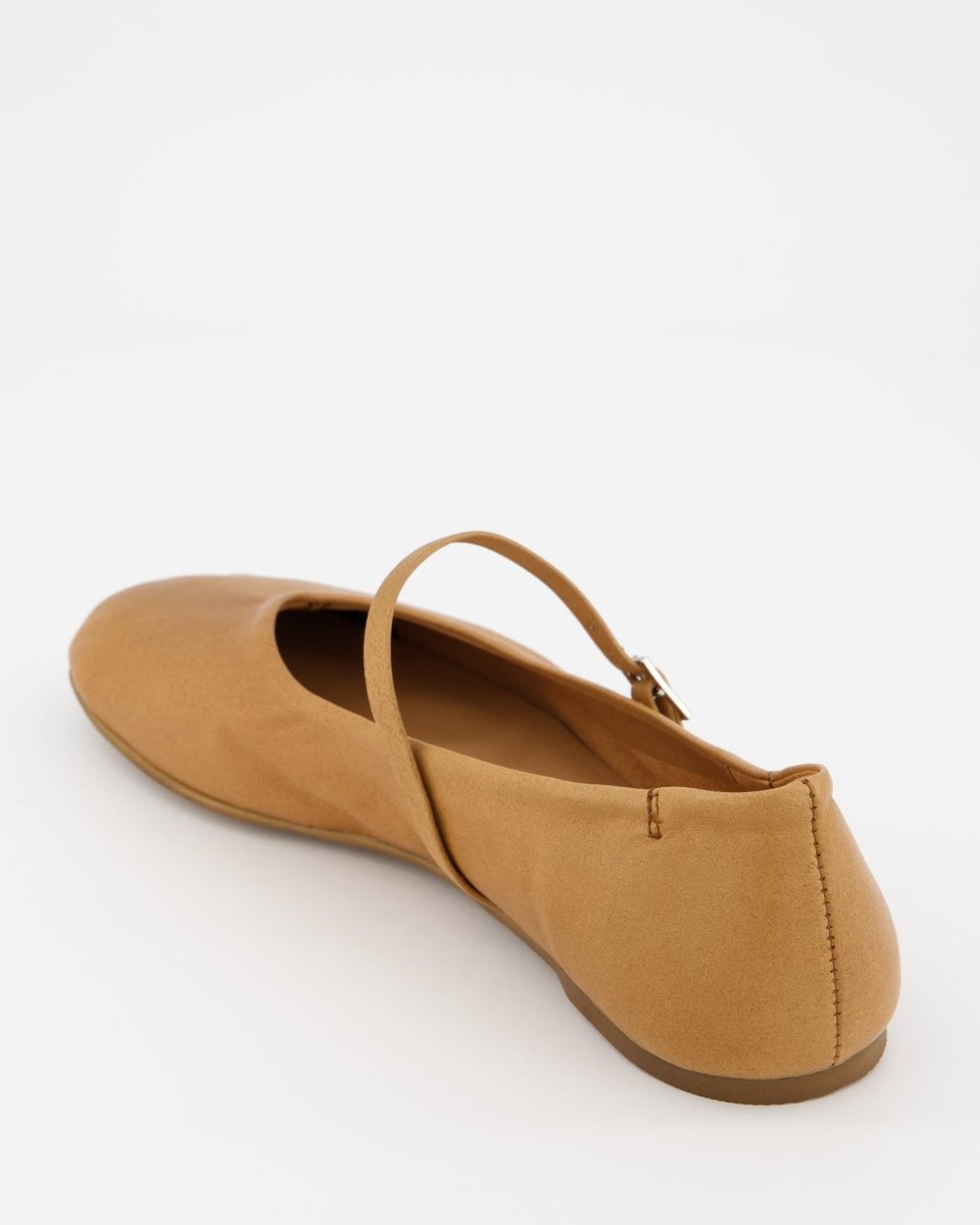 CAMEL LEATHER BALLERINAS - BENIS