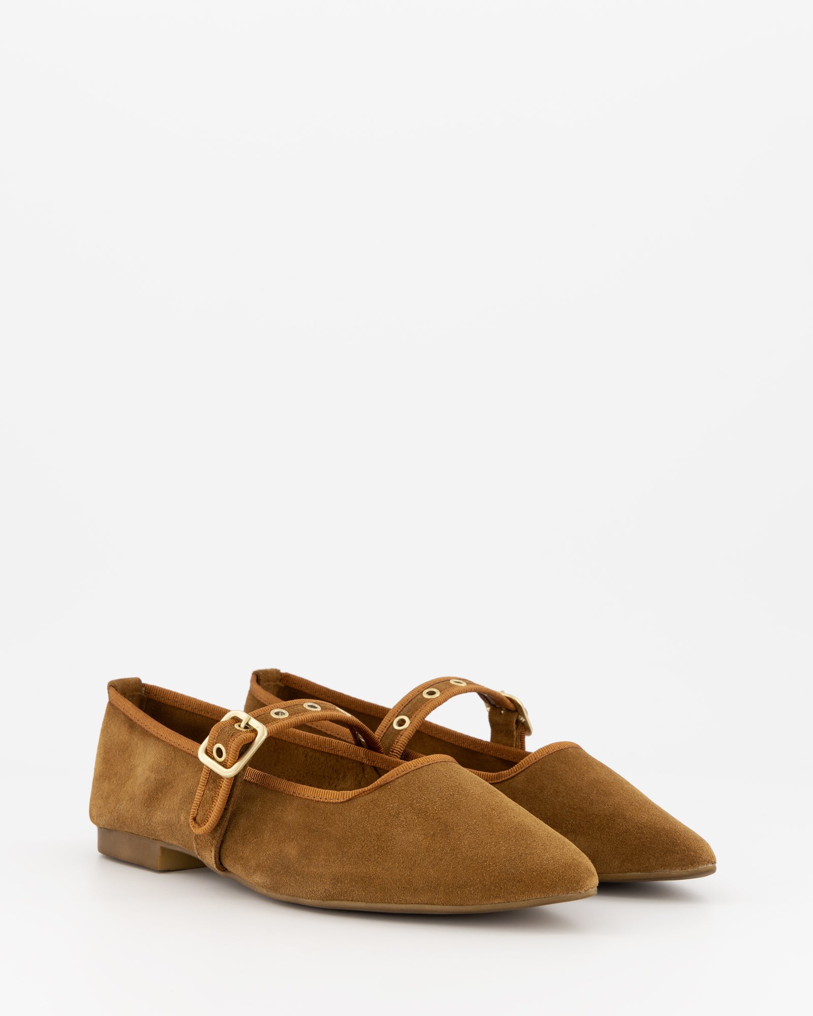 BROWN LEATHER FLATS - NEW TACHIN