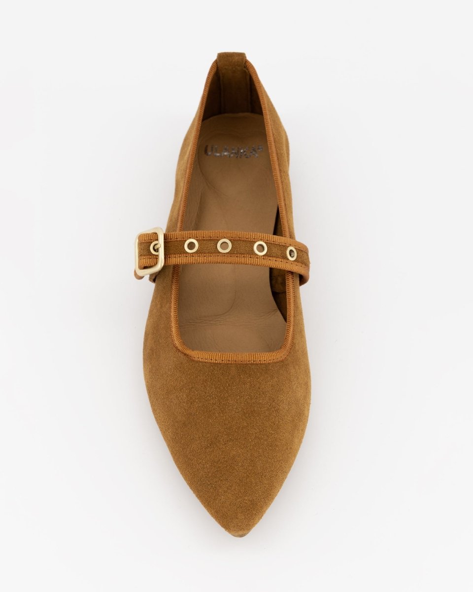 BROWN LEATHER FLATS - NEW TACHIN
