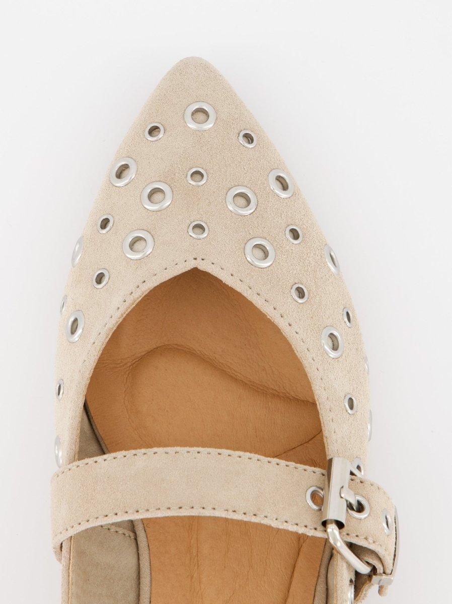 WHITE LEATHER FLATS - MONDE