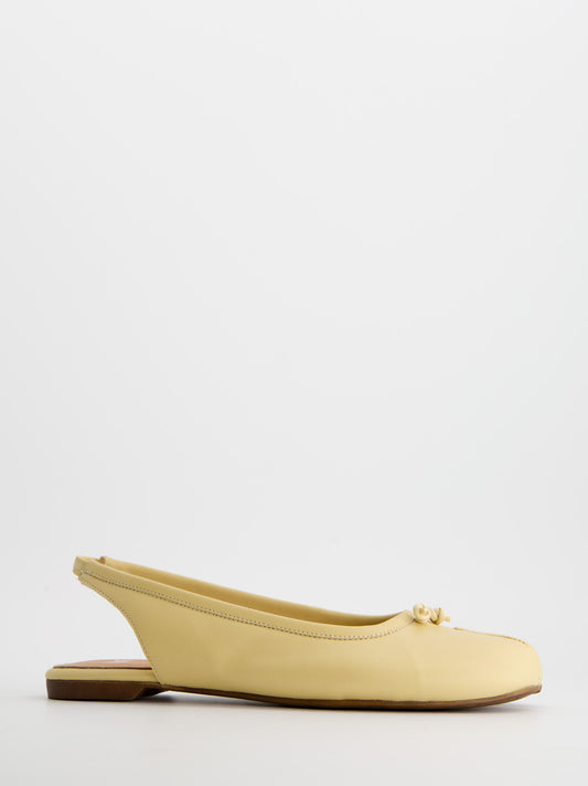 YELLOW LEATHER TABI SLINGBACK FLATS - KALE