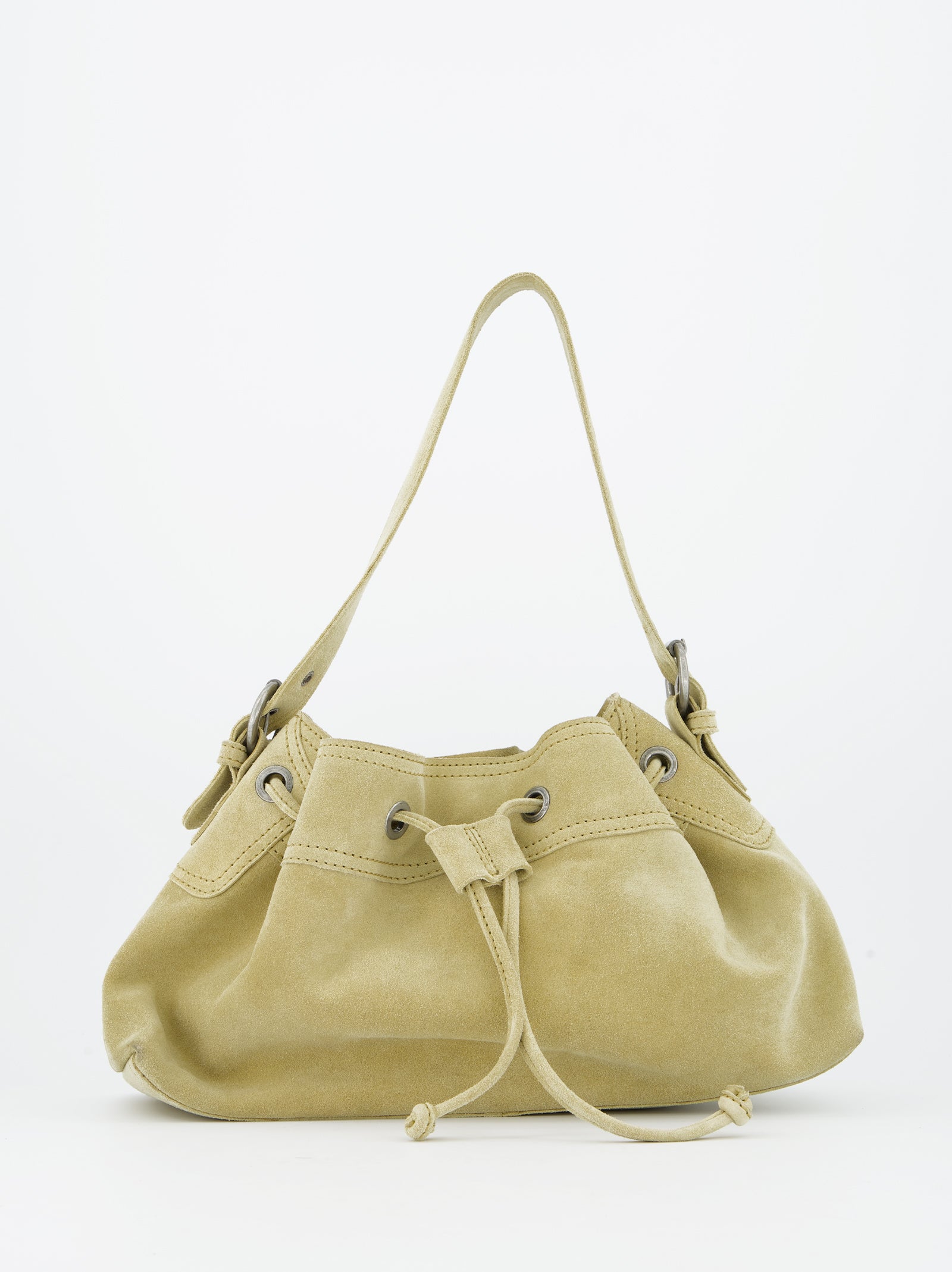 YELLOW LEATHER BUCKET BAG - POMELIE