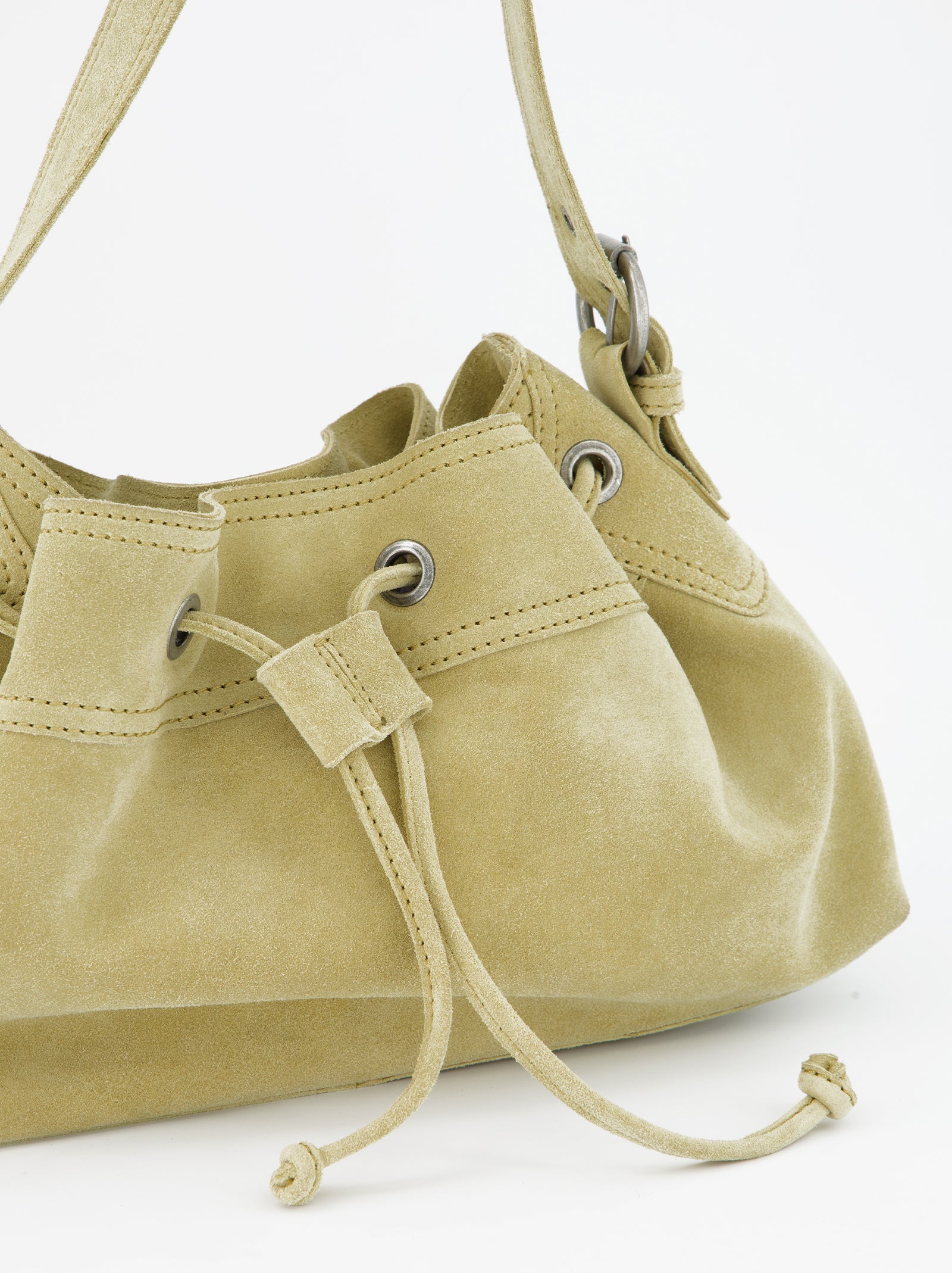 YELLOW LEATHER BUCKET BAG - POMELIE