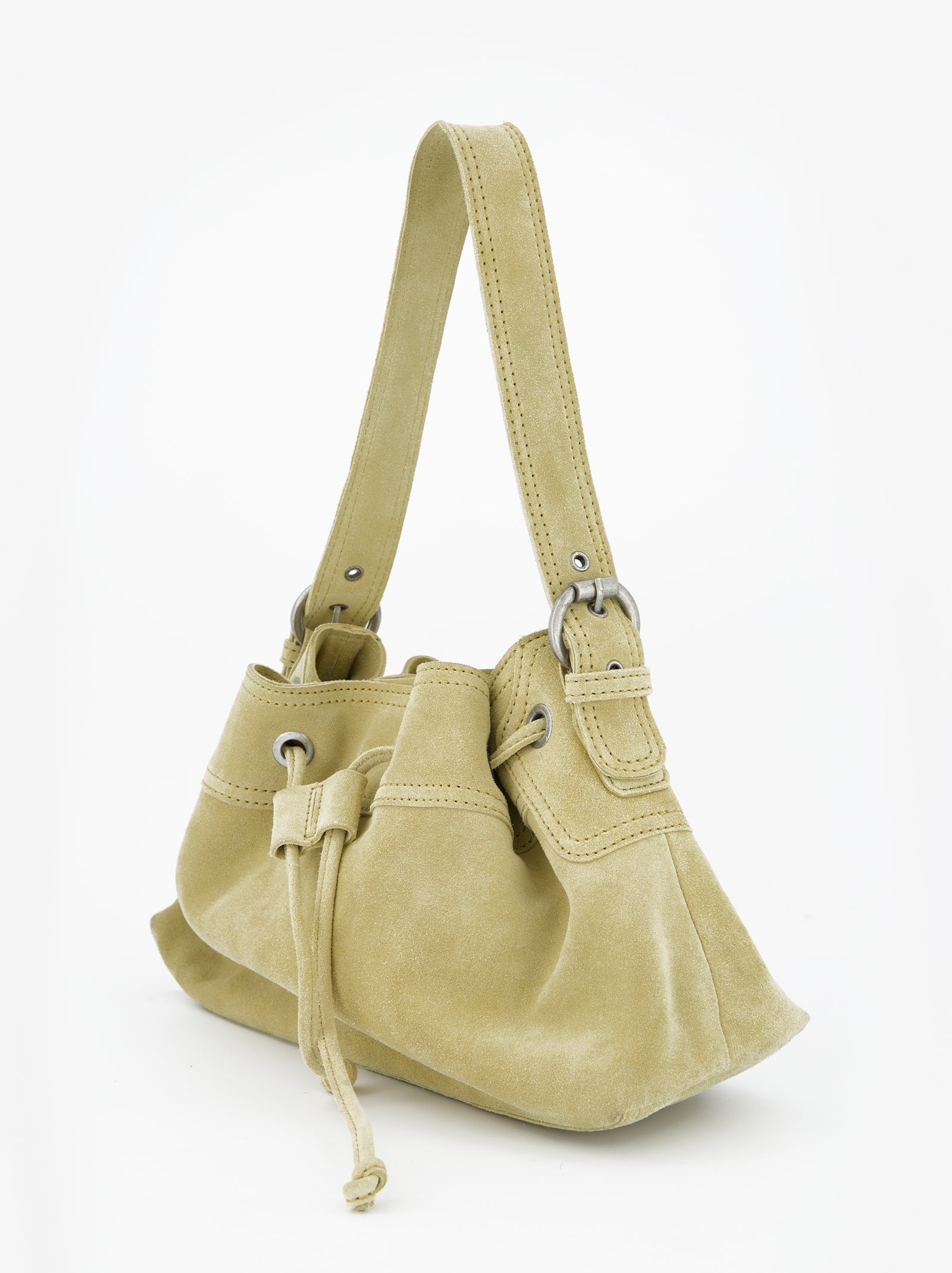 YELLOW LEATHER BUCKET BAG - POMELIE