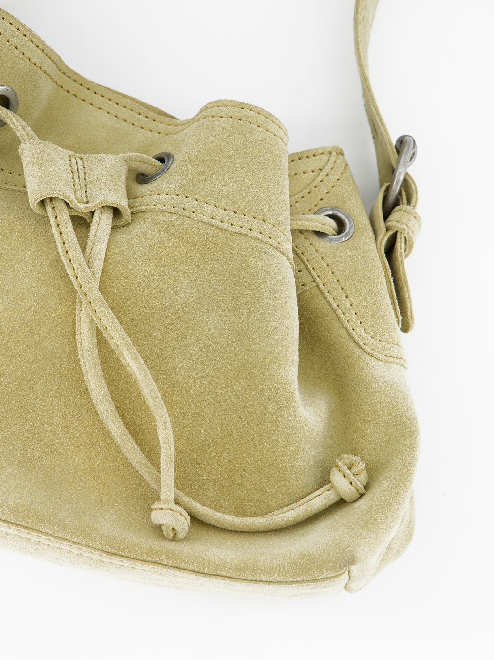 YELLOW LEATHER BUCKET BAG - POMELIE