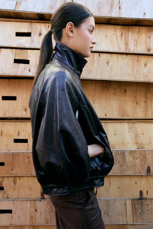 PLEATED LEATHER-EFFECT VEST - NOORA