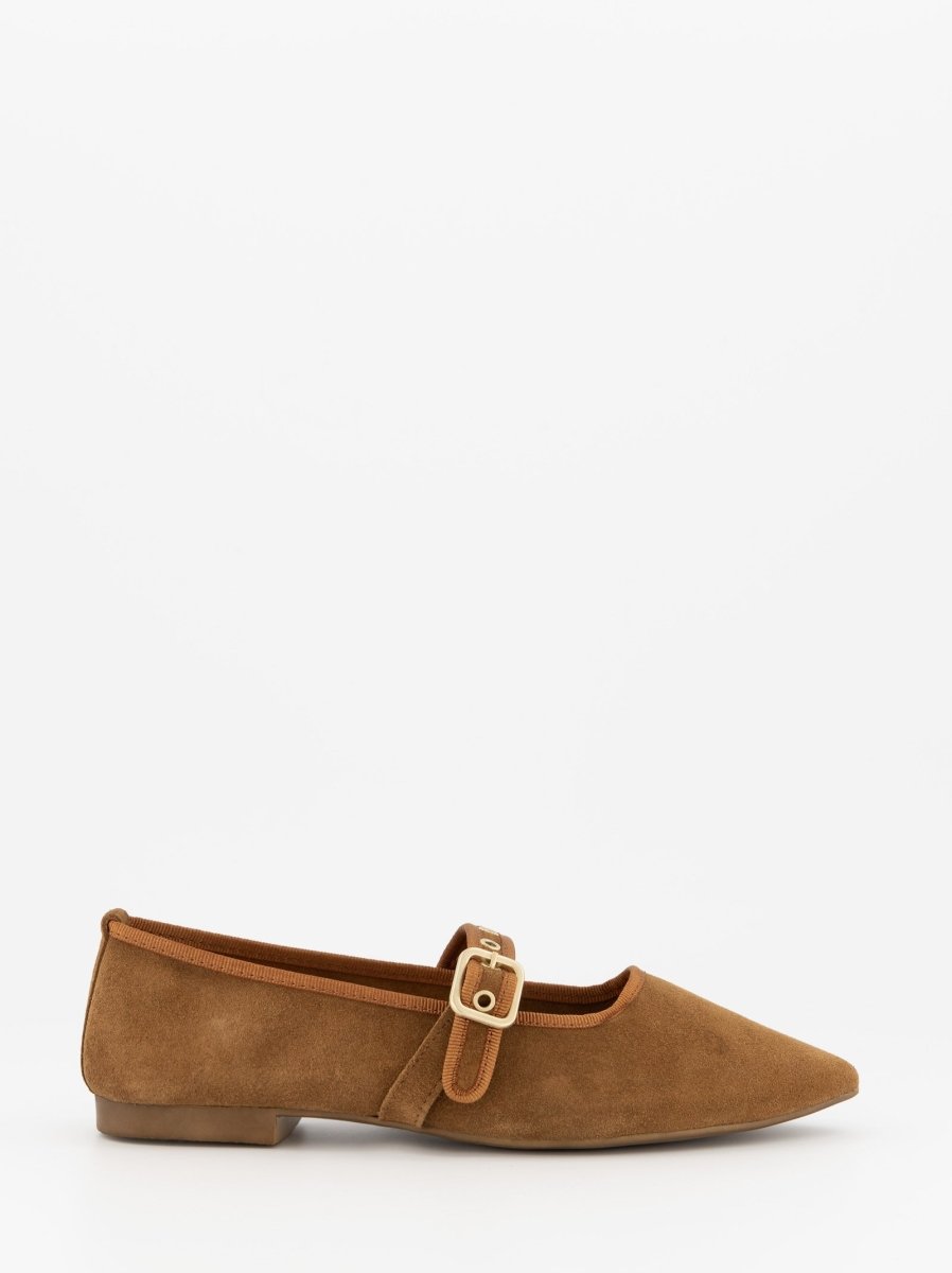 BROWN LEATHER FLATS - NEW TACHIN