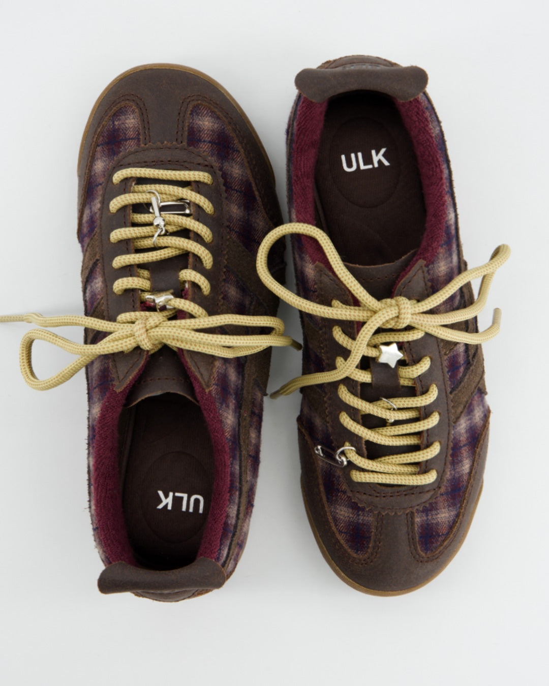 TARTAN PRINT LEATHER SNEAKERS - ONIX