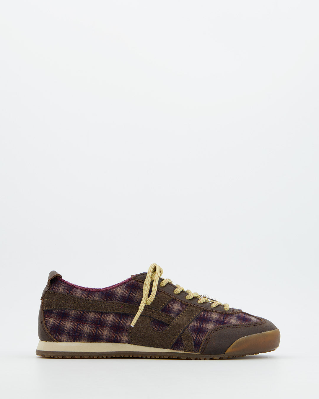 TARTAN PRINT LEATHER SNEAKERS - ONIX