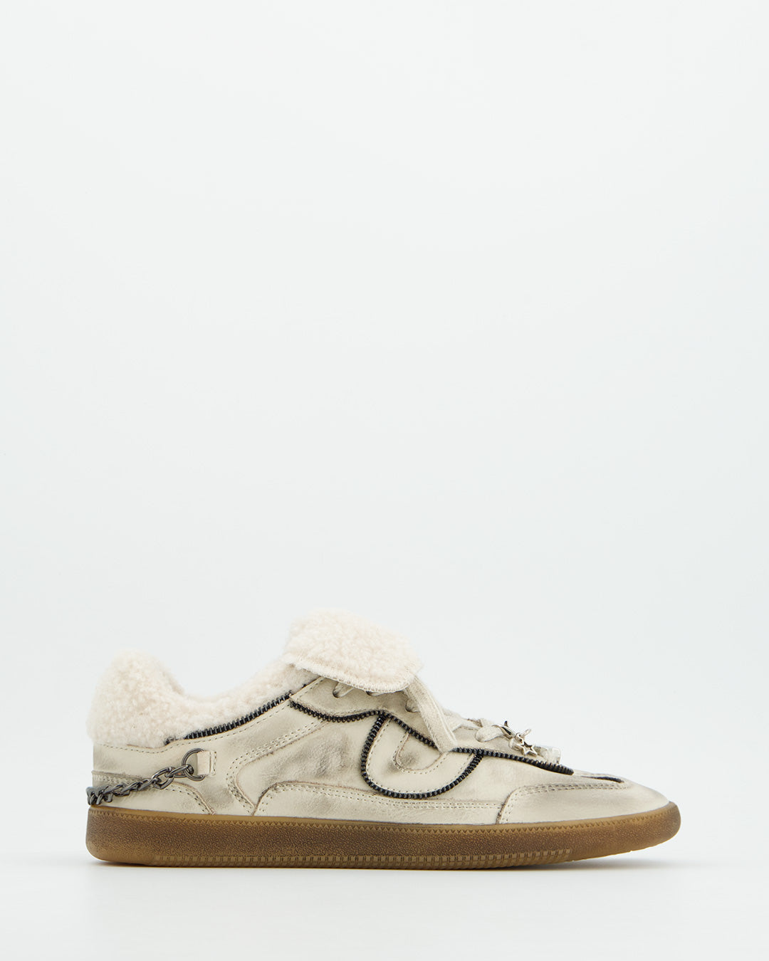 LEATHER SNEAKER WITH SHEARLING COLLAR - CHILE