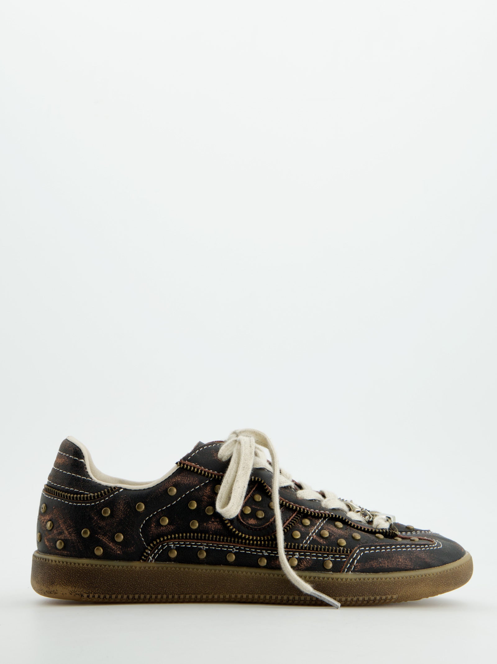 DARK BROWN STUDDED SNEAKERS - CHILE