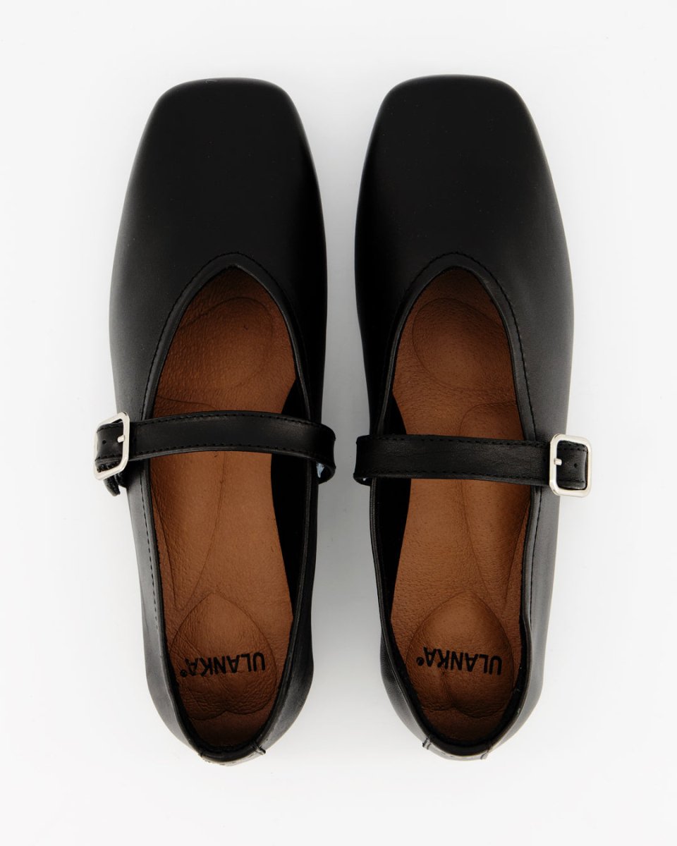 STILL - BLACK LEATHER FLATS