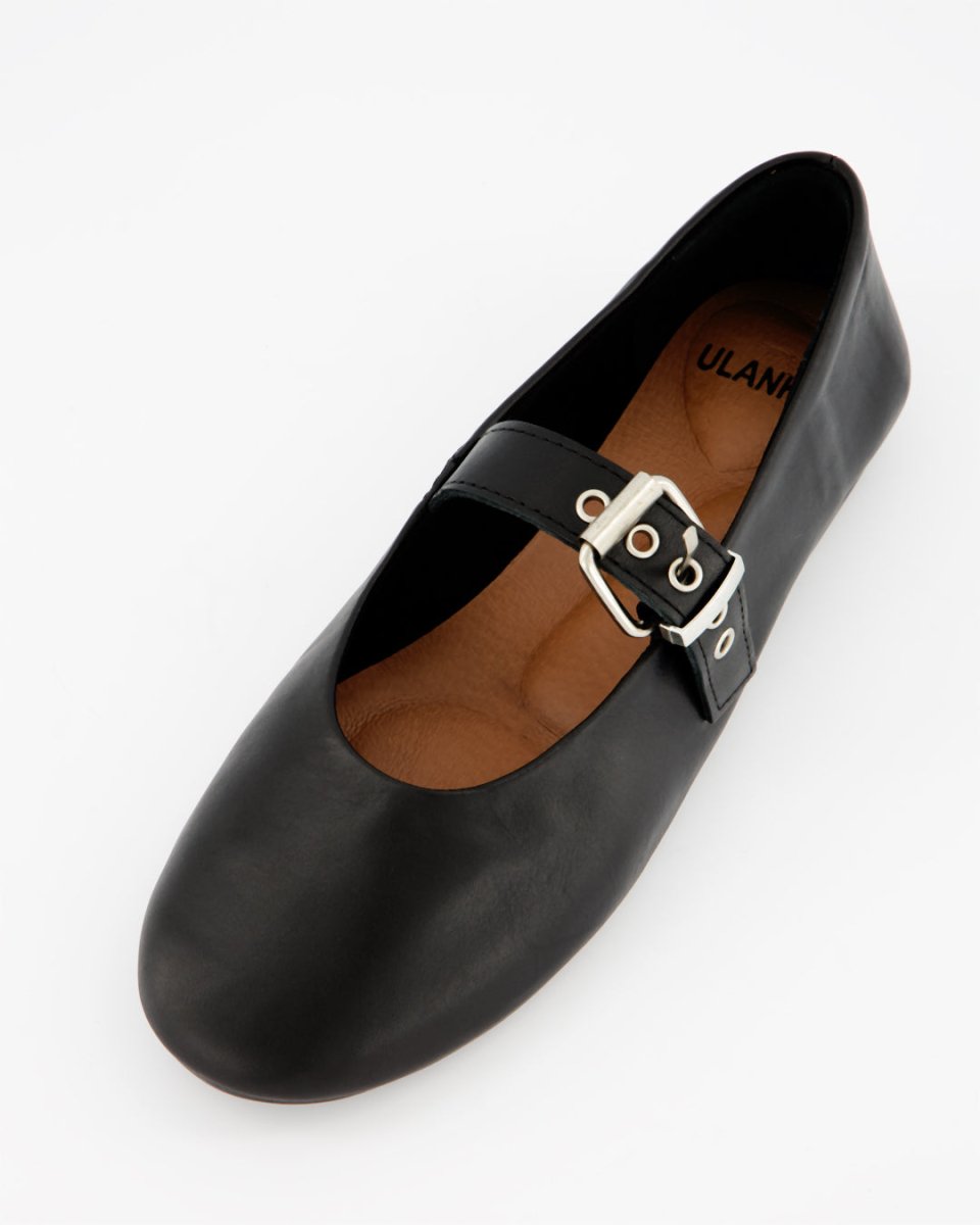 BLUEY - BLACK LEATHER FLATS