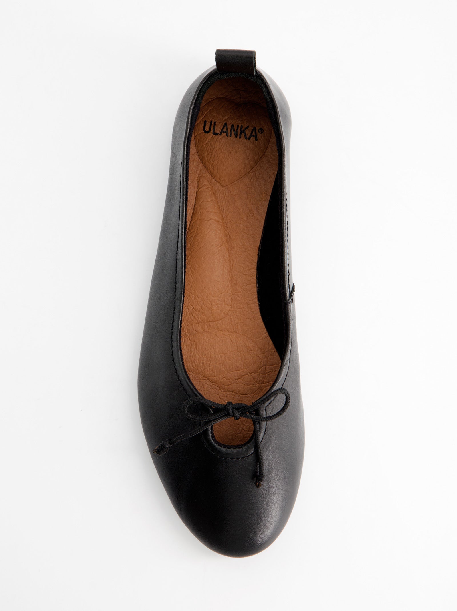 BELLA - BLACK LEATHER FLATS