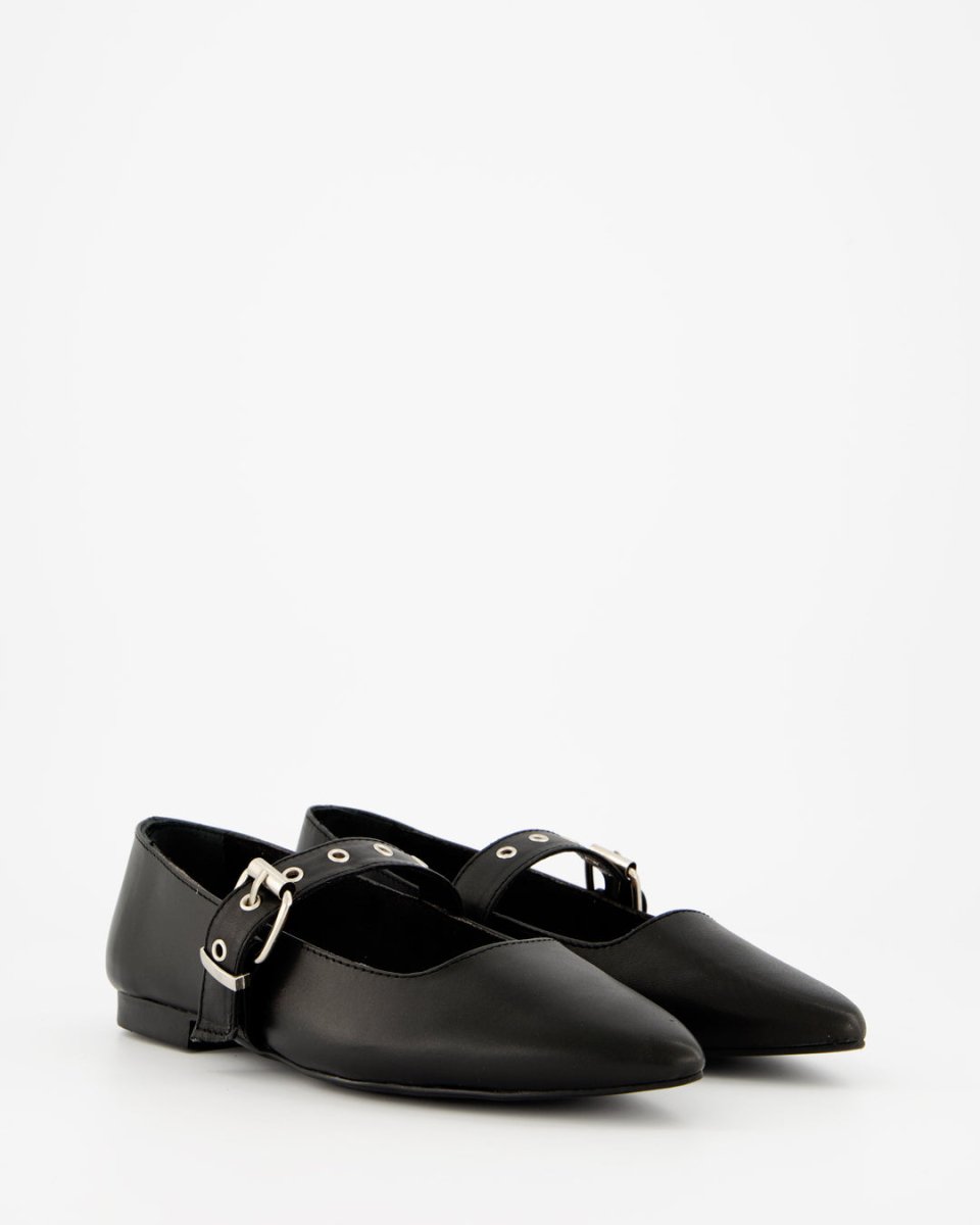 TACHIN - BLACK LEATHER FLATS