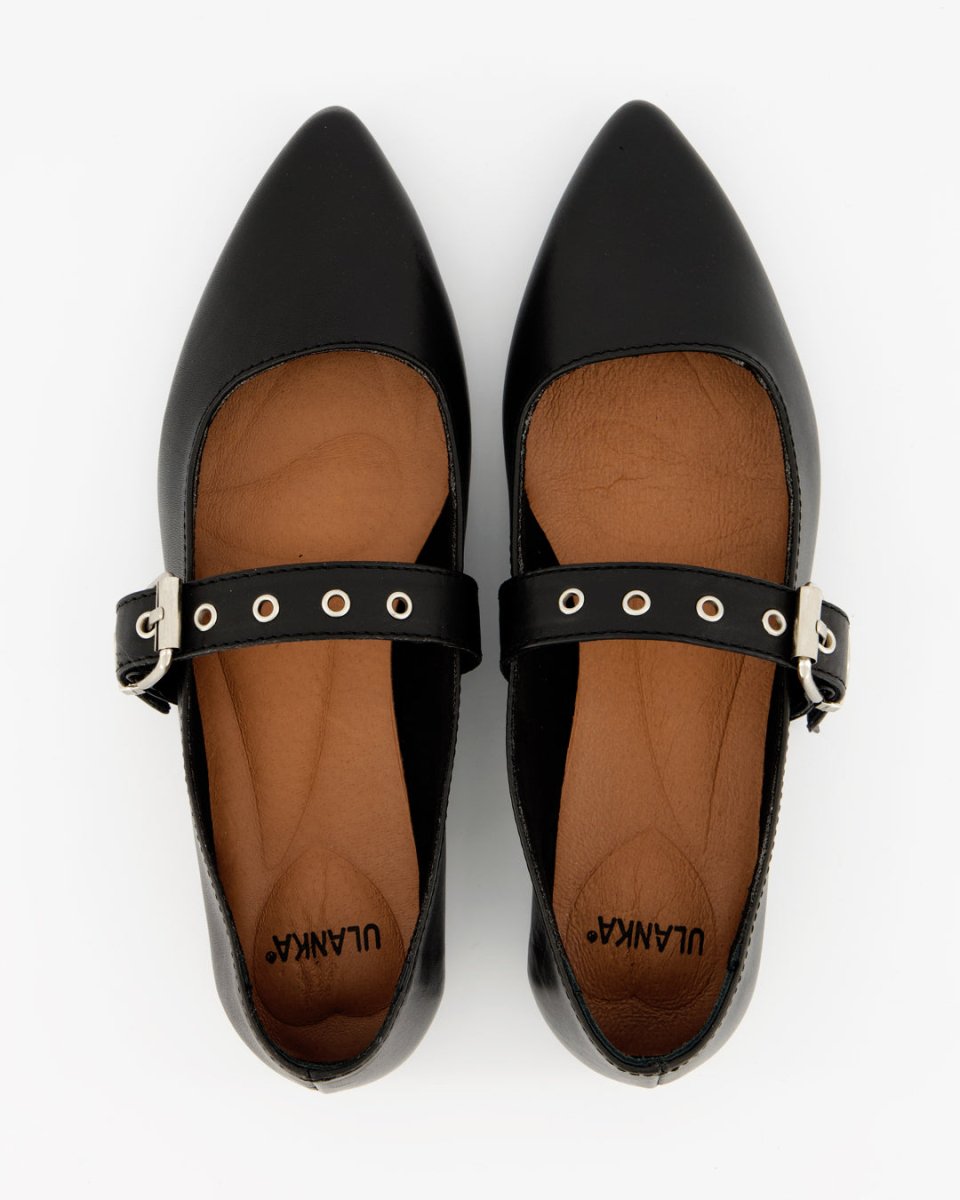 TACHIN - BLACK LEATHER FLATS