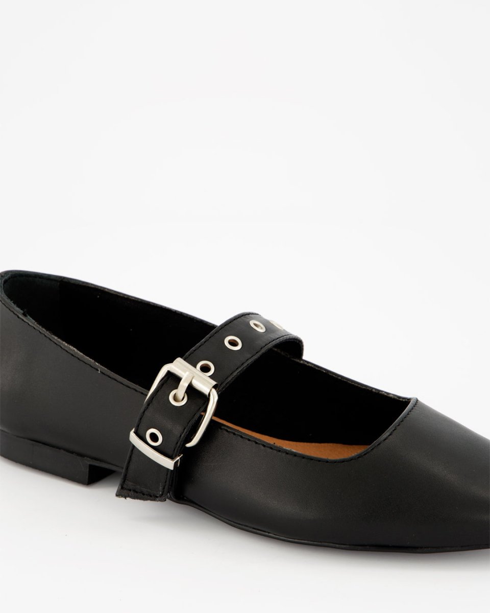 TACHIN - BLACK LEATHER FLATS