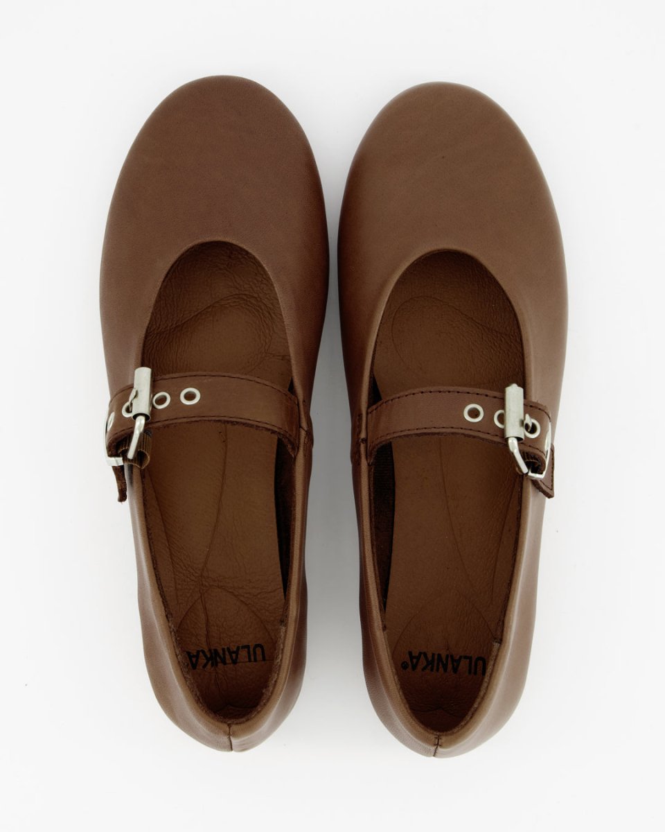 BLUEY - BROWN LEATHER FLATS