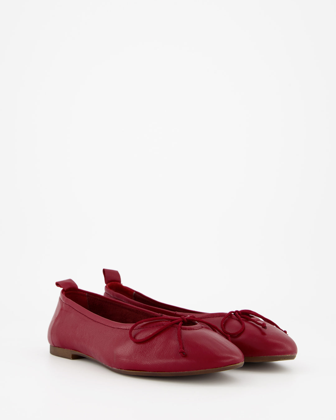BELLA - RED LEATHER FLATS