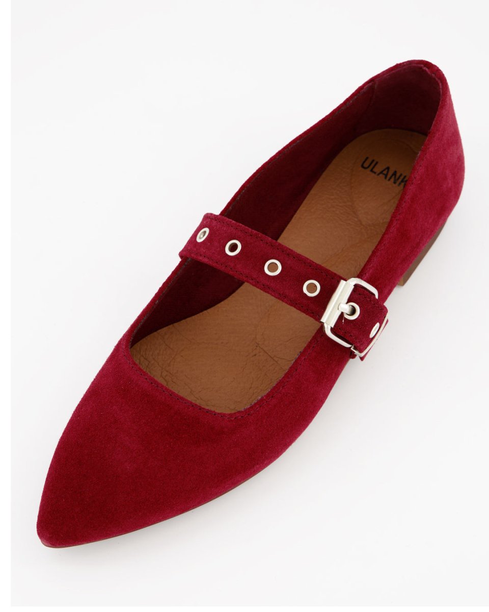 RED SUEDE FLATS - TACHIN