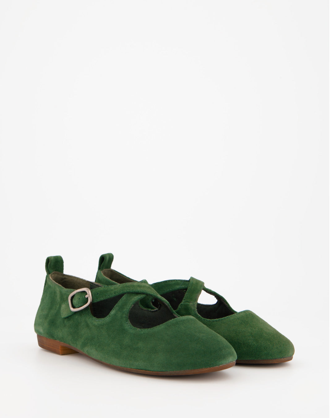 BLOSS - GREEN SUEDE FLATS