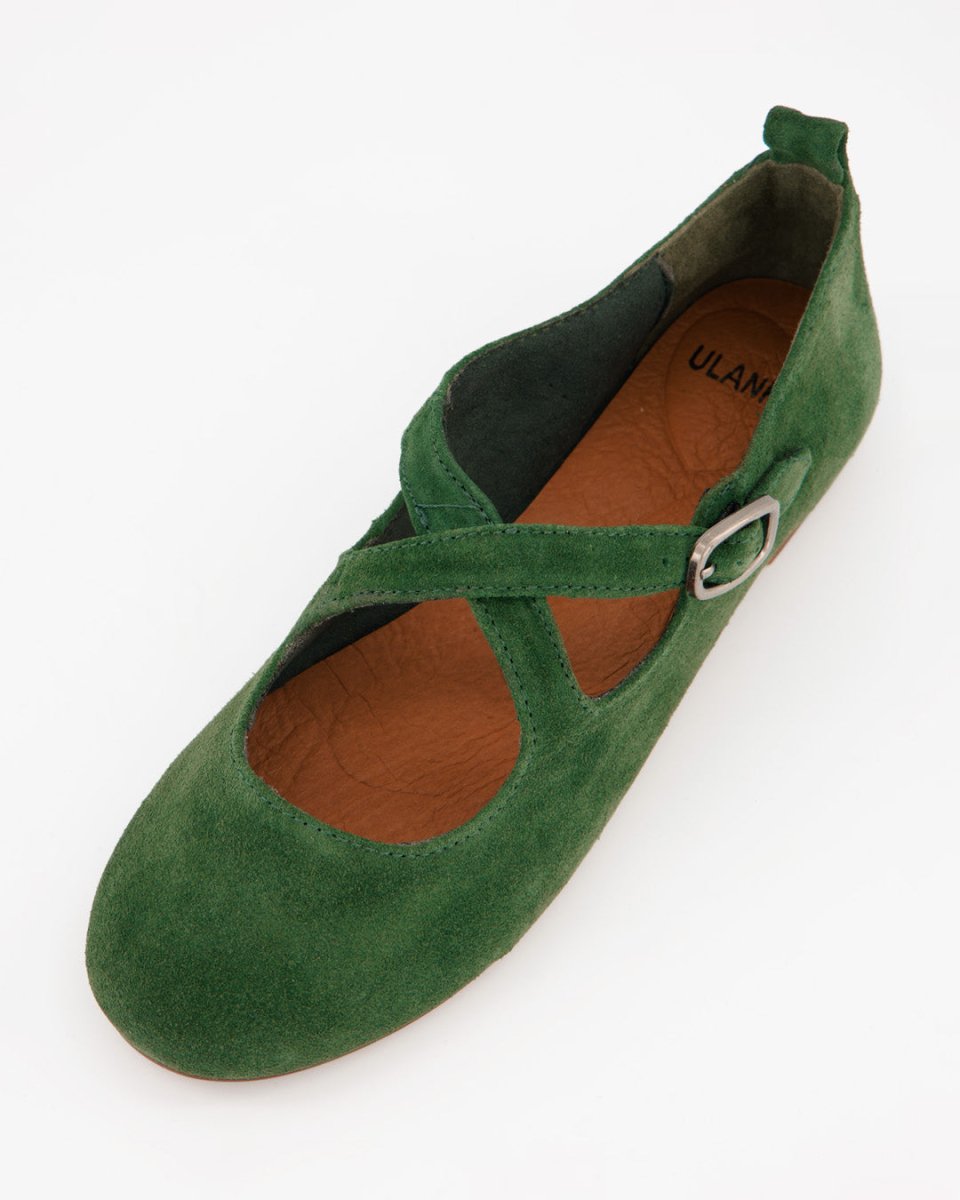 BLOSS - GREEN SUEDE FLATS