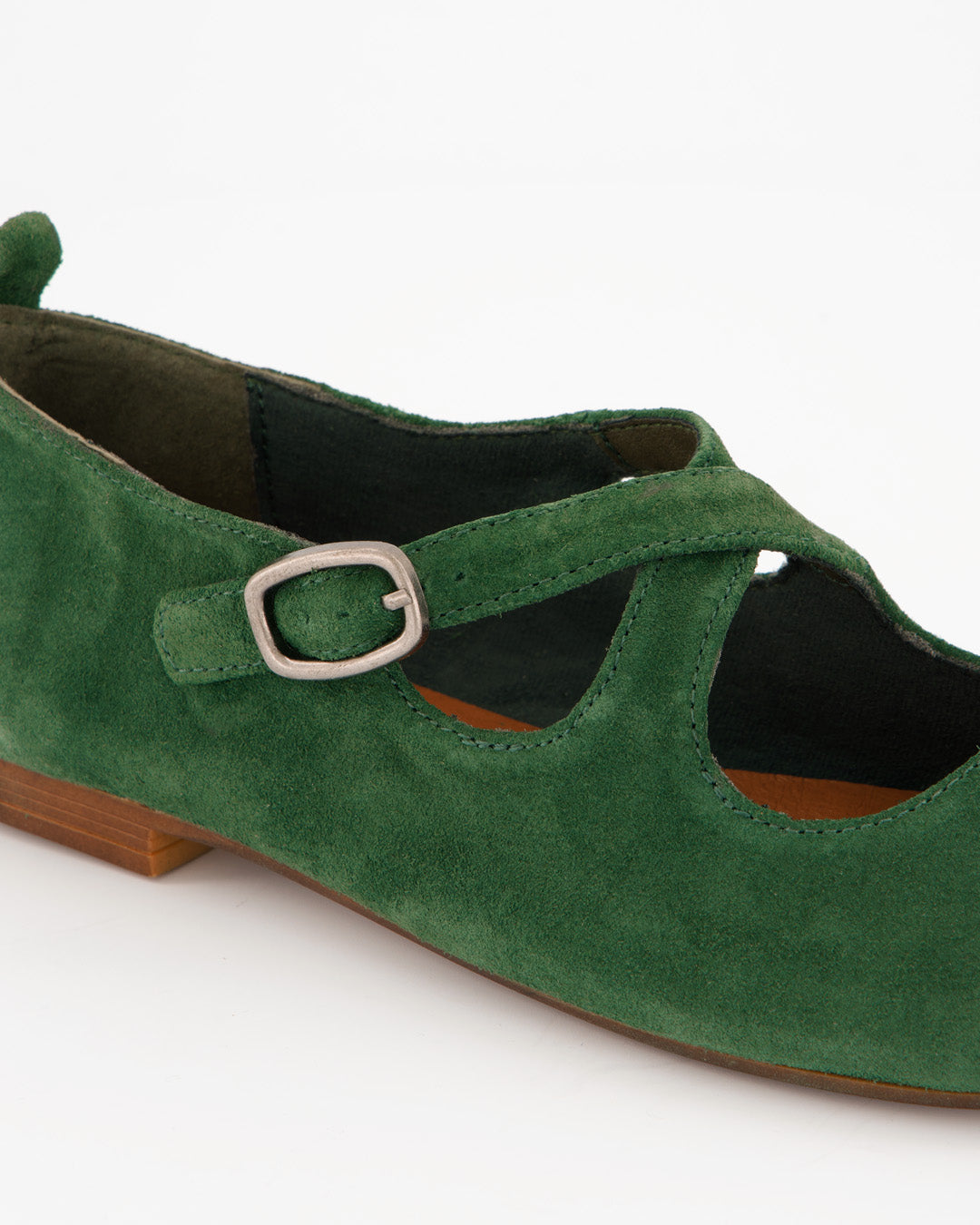 BLOSS - GREEN SUEDE FLATS