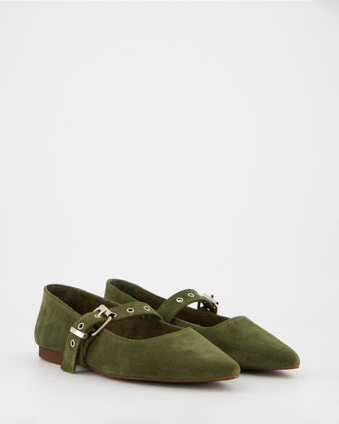 TACHIN - GREEN SUEDE FLATS