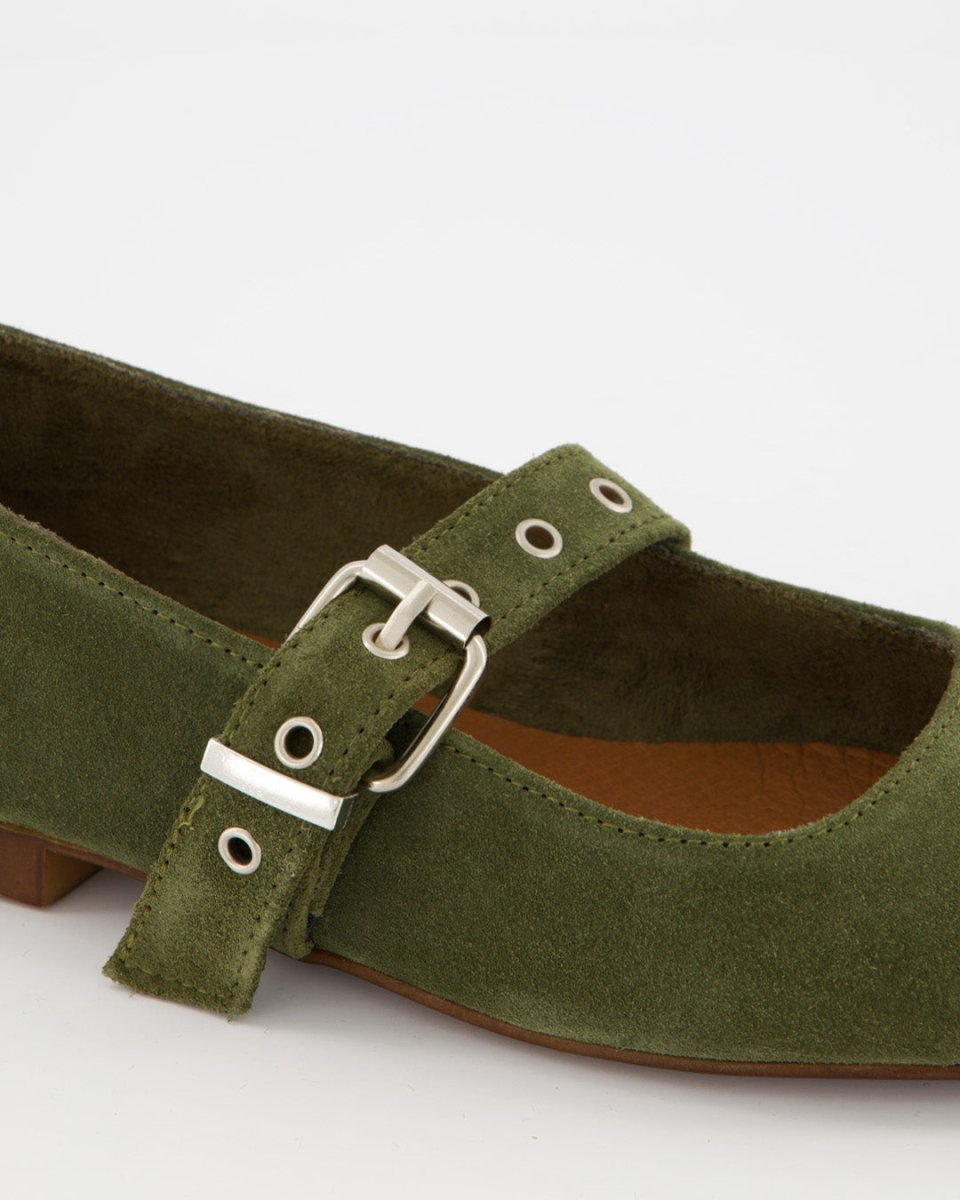 TACHIN - GREEN SUEDE FLATS