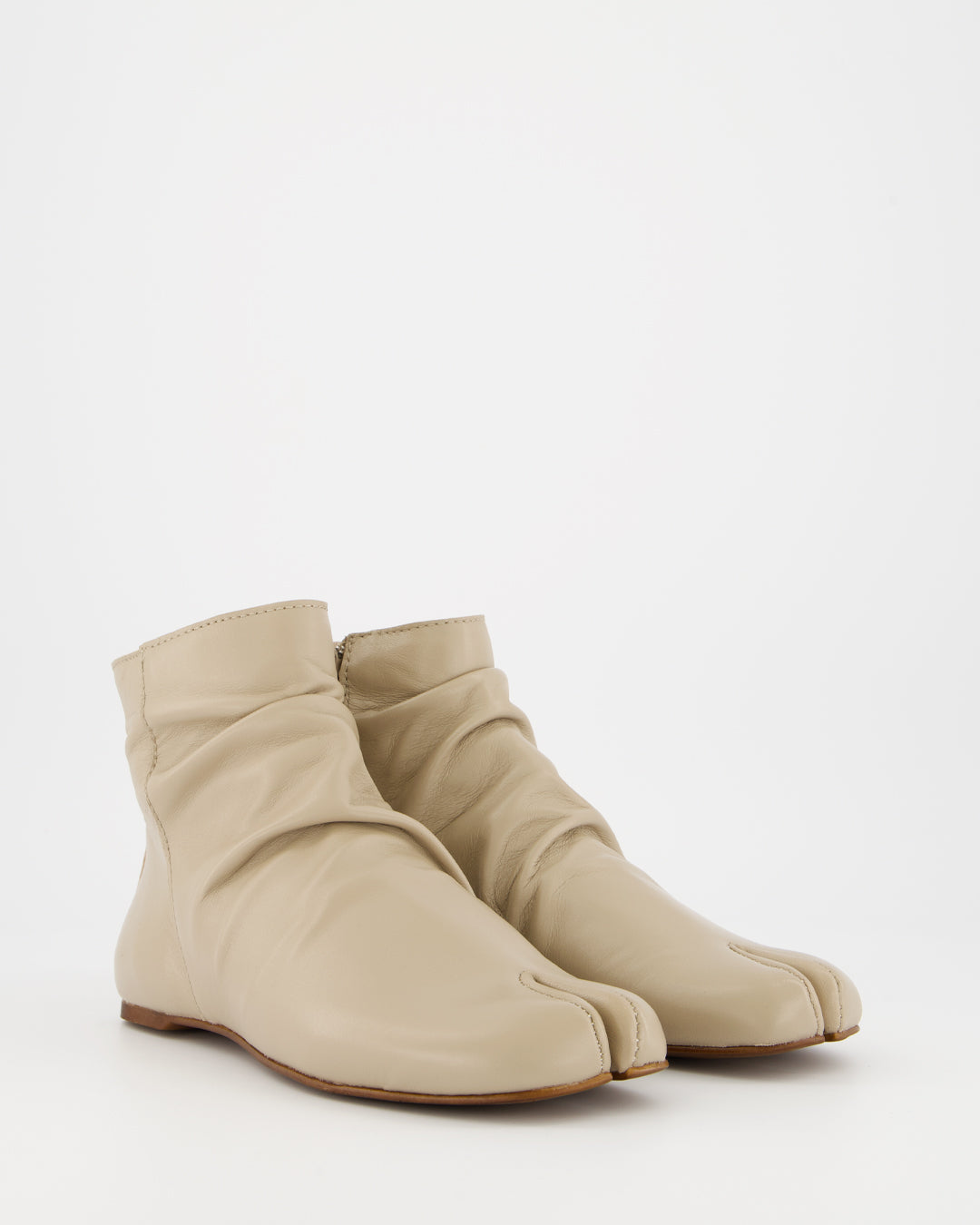 GIGI - BEIGE LEATHER ANKLE BOOTS