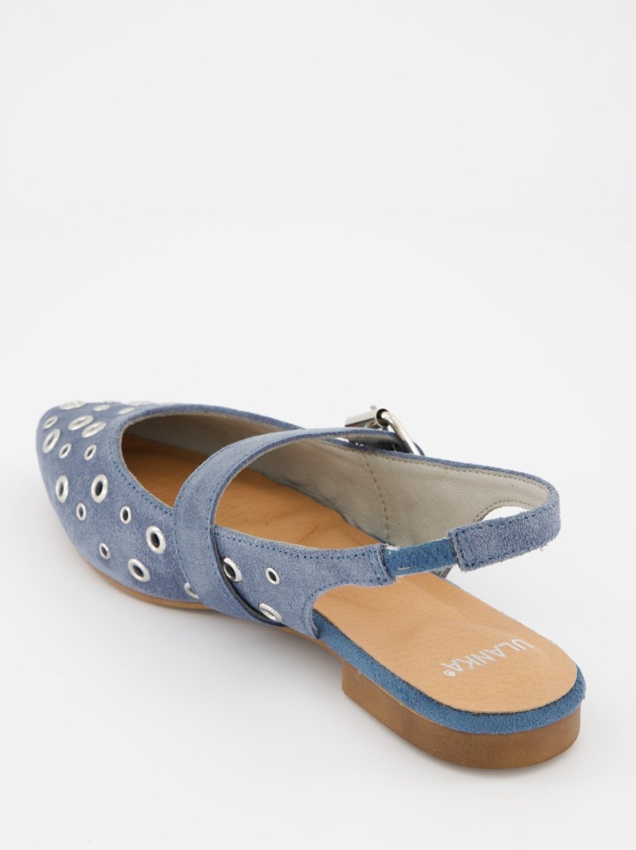 BLUE LEATHER FLATS - MONDE