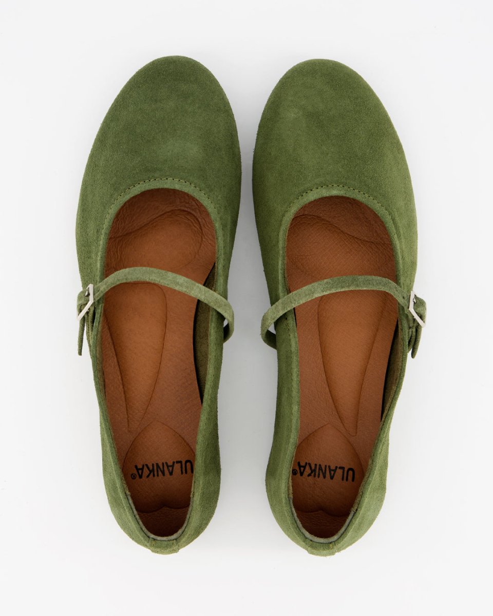 LINE - GREEN SUEDE FLATS