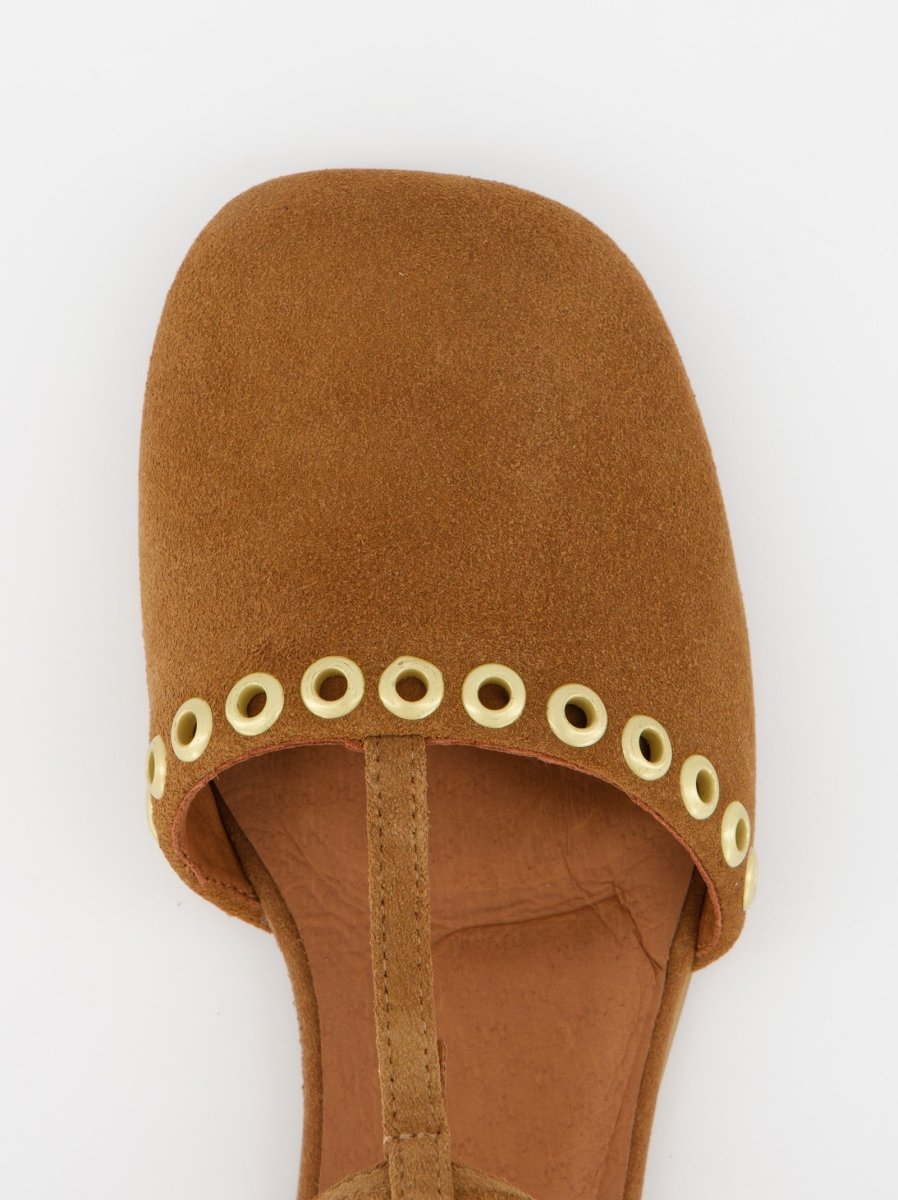 BROWN LEATHER SANDALS - CLOTH