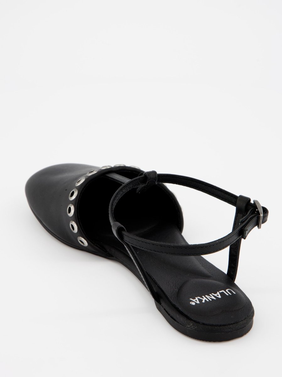BLACK LEATHER SANDALS - CLOTH