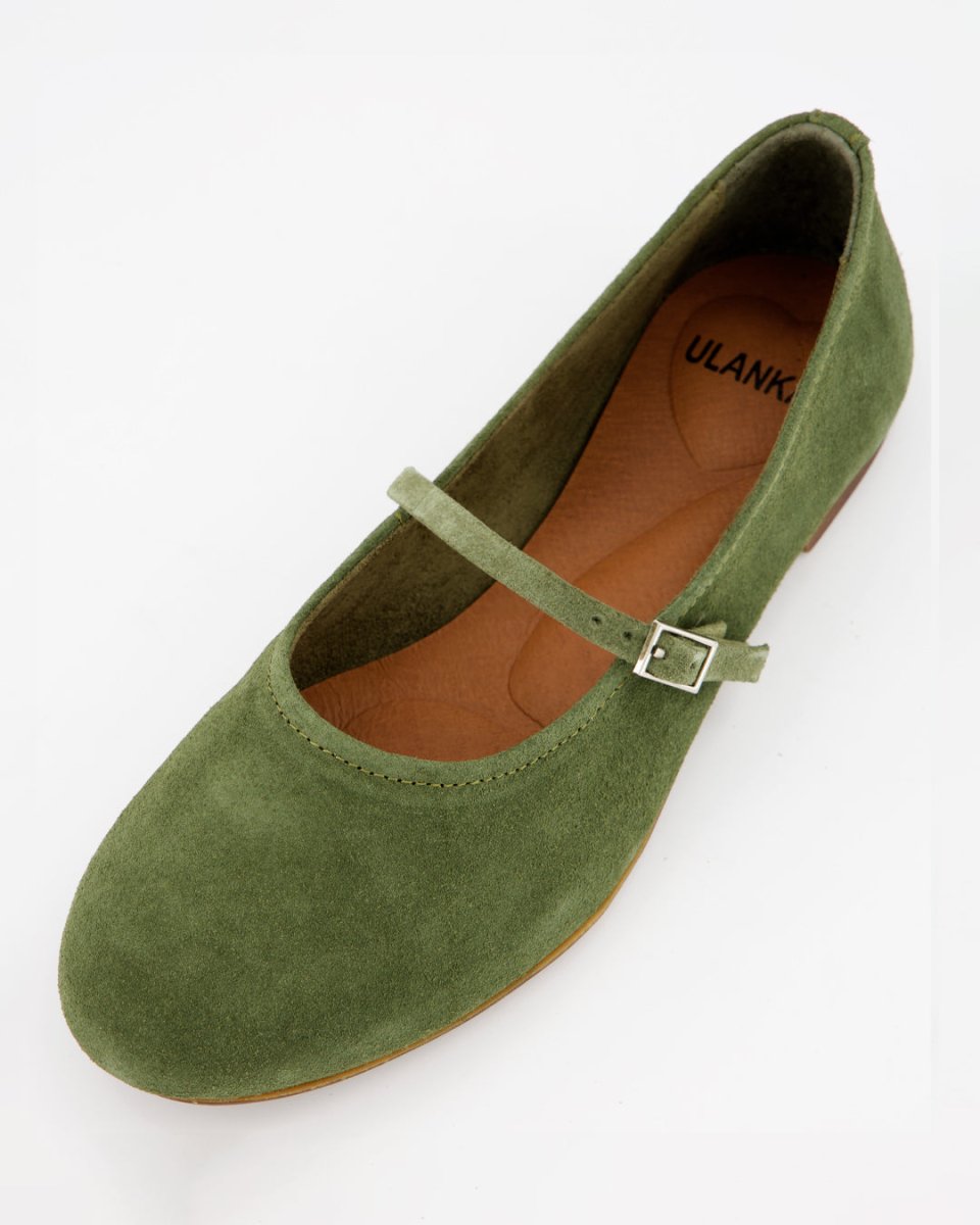 LINE - GREEN SUEDE FLATS