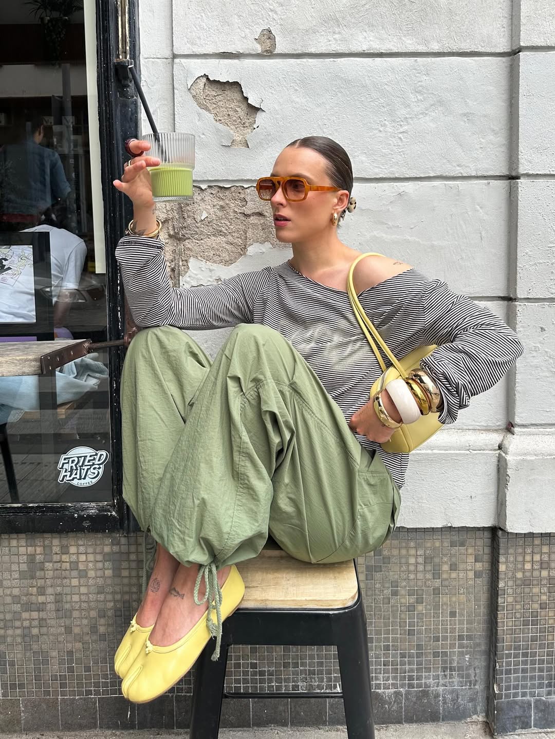 YELLOW LEATHER TABI FLATS - KARVA