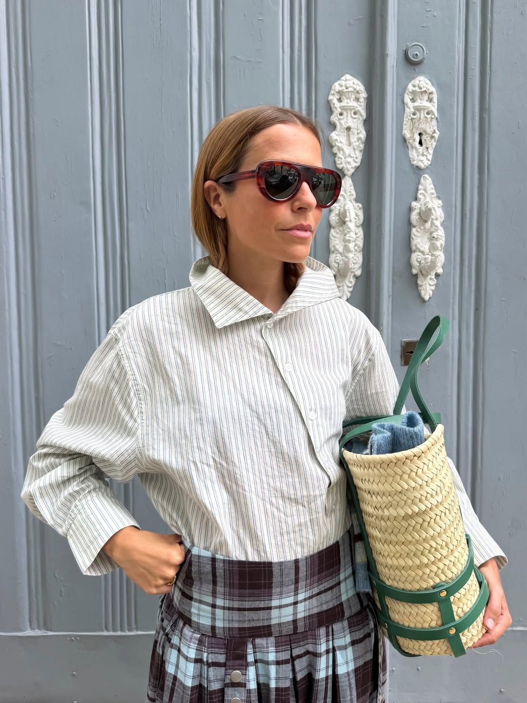 ASYMMETRICAL BUTTON STRIPED SHIRT - YANI