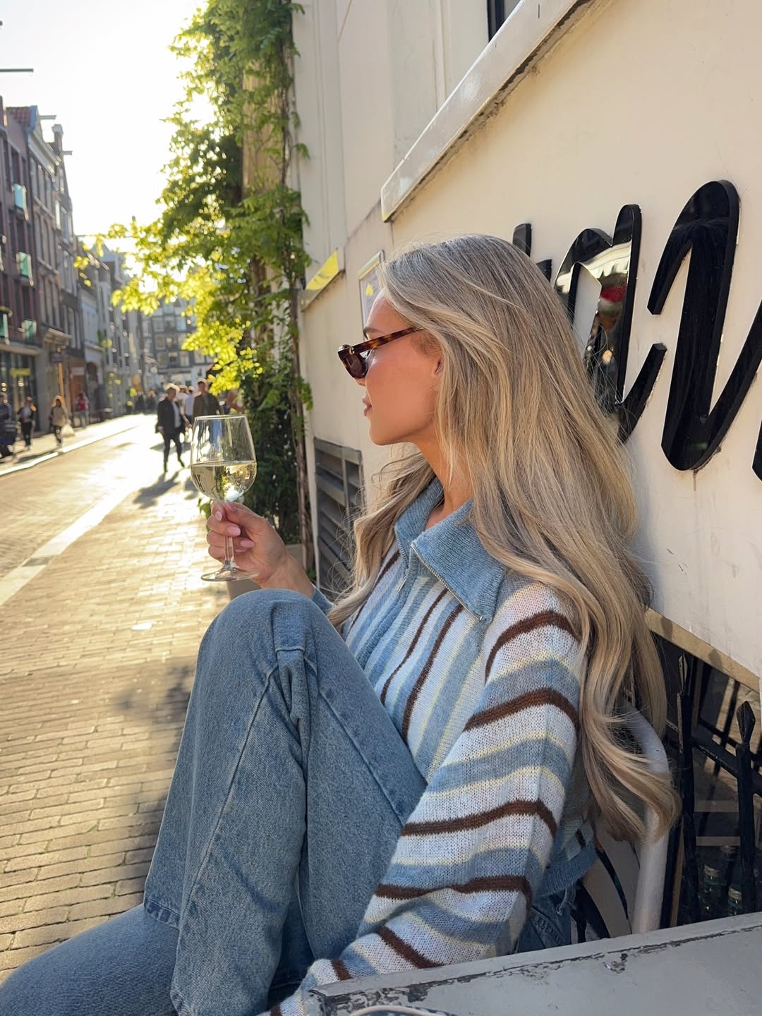 CROPPED STRIPED KNIT JACKET WITH FOLD-OVER COLLAR - LUZIA