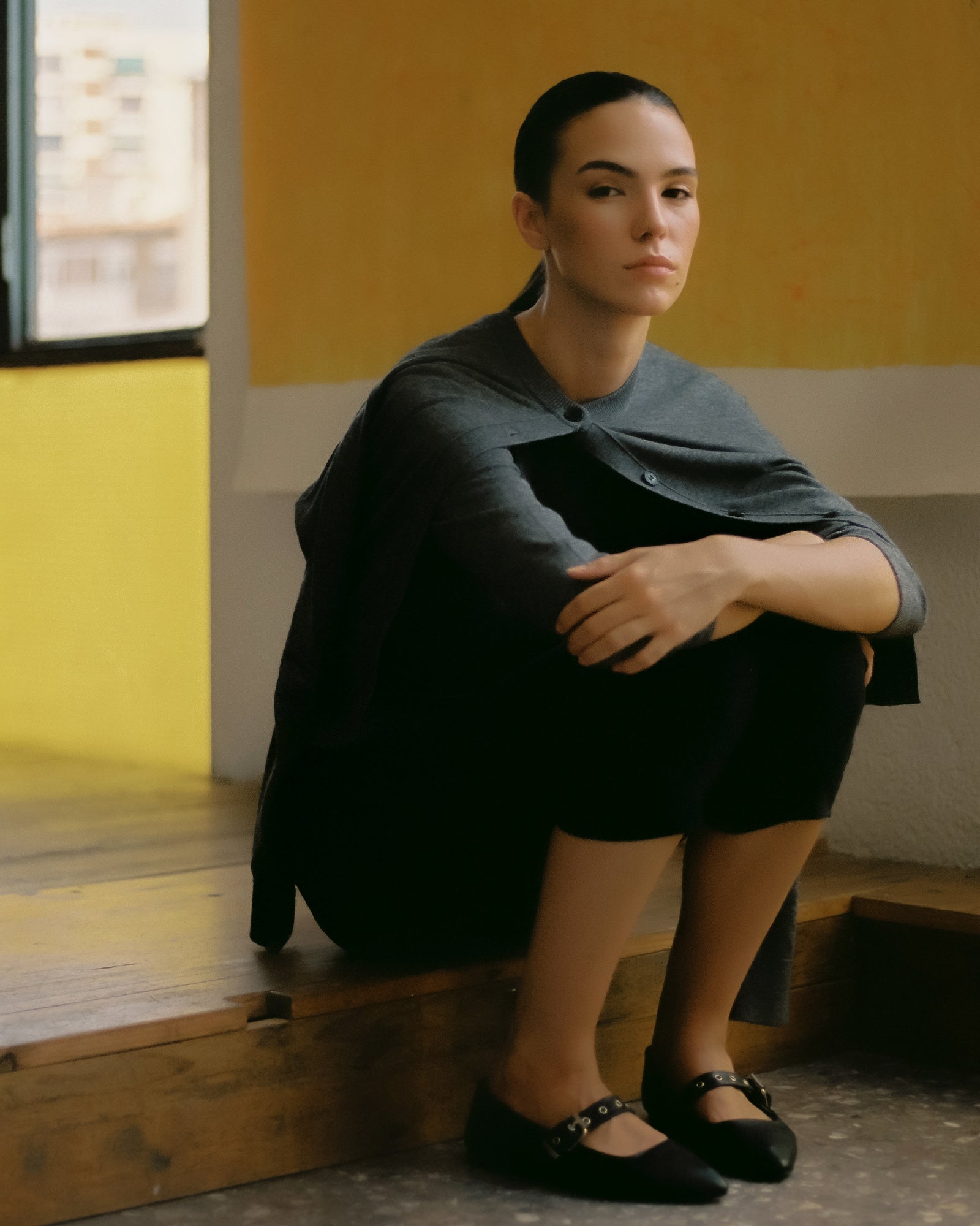 TACHIN - BLACK LEATHER FLATS